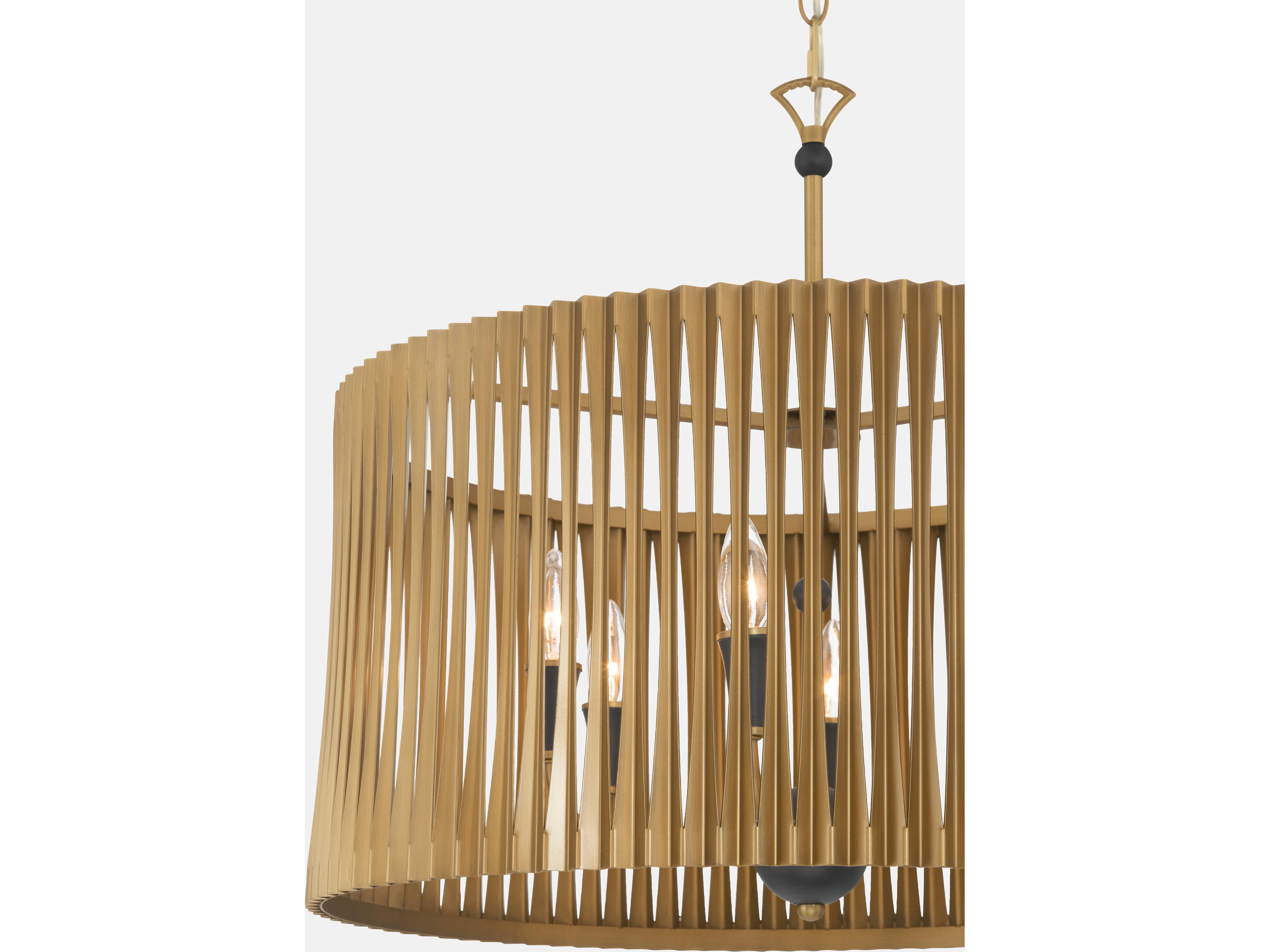 Minka Lavery Aven 6-Light Sand Coal Black Brass Drum Pendant