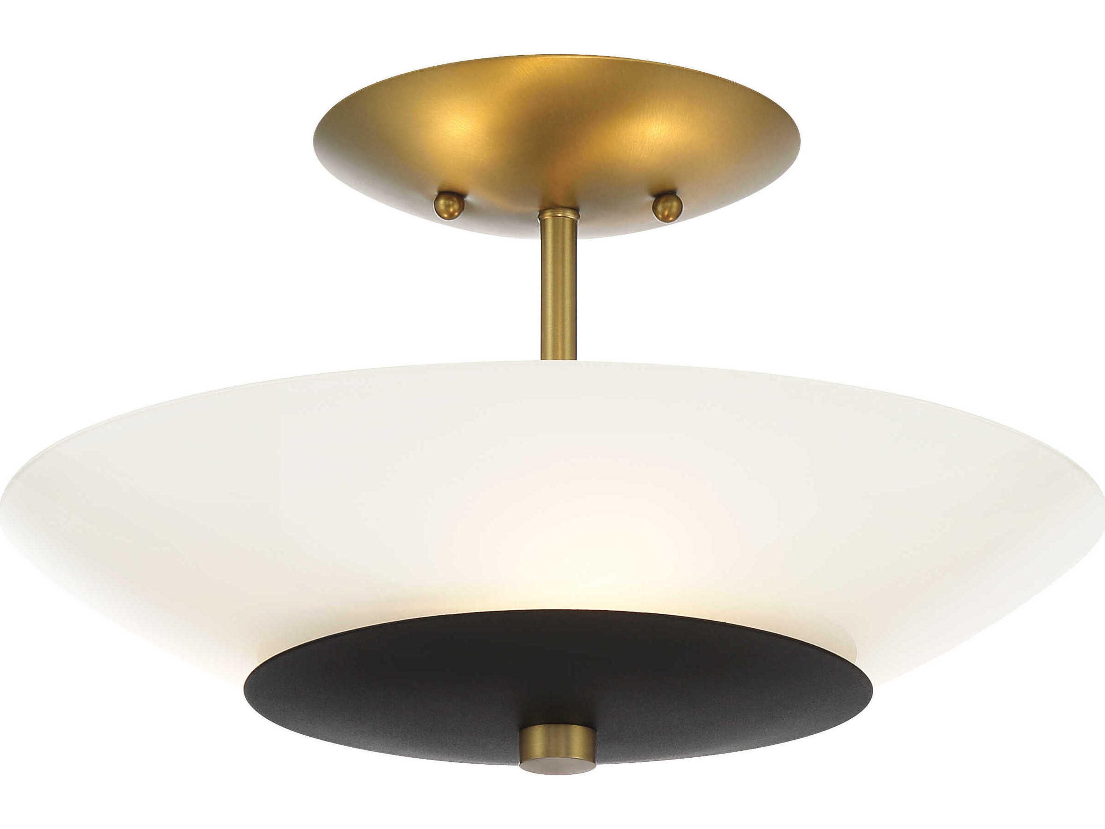 Bax 3-Light Sand Coal Soft Brass Black Bowl Semi Flush Mount