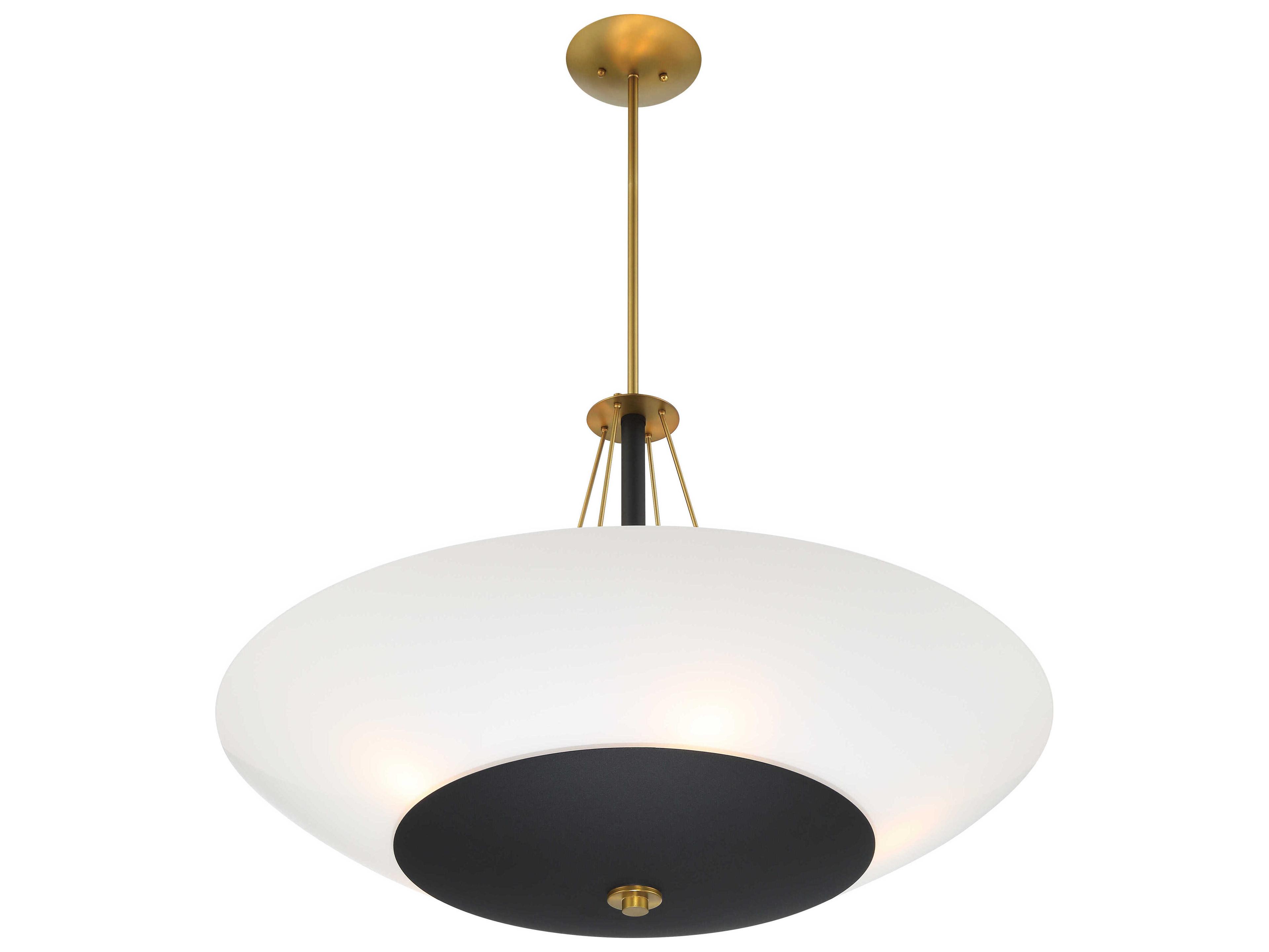 Minka Lavery Bax 5-Light Sand Coal Soft Brass Black Bowl Pendant