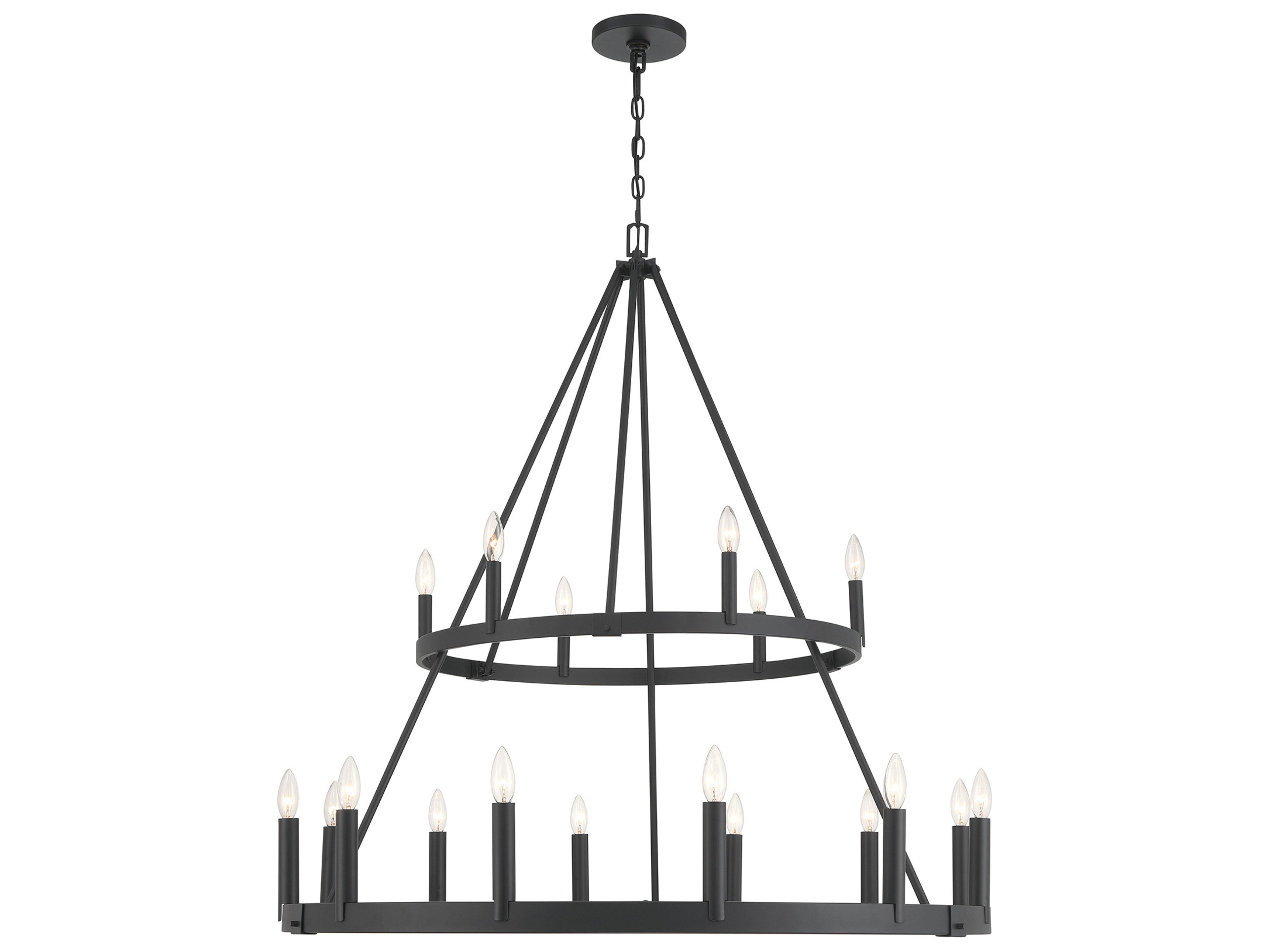 Dutton 18-Light Coal Black Candelabra Tiered Chandelier
