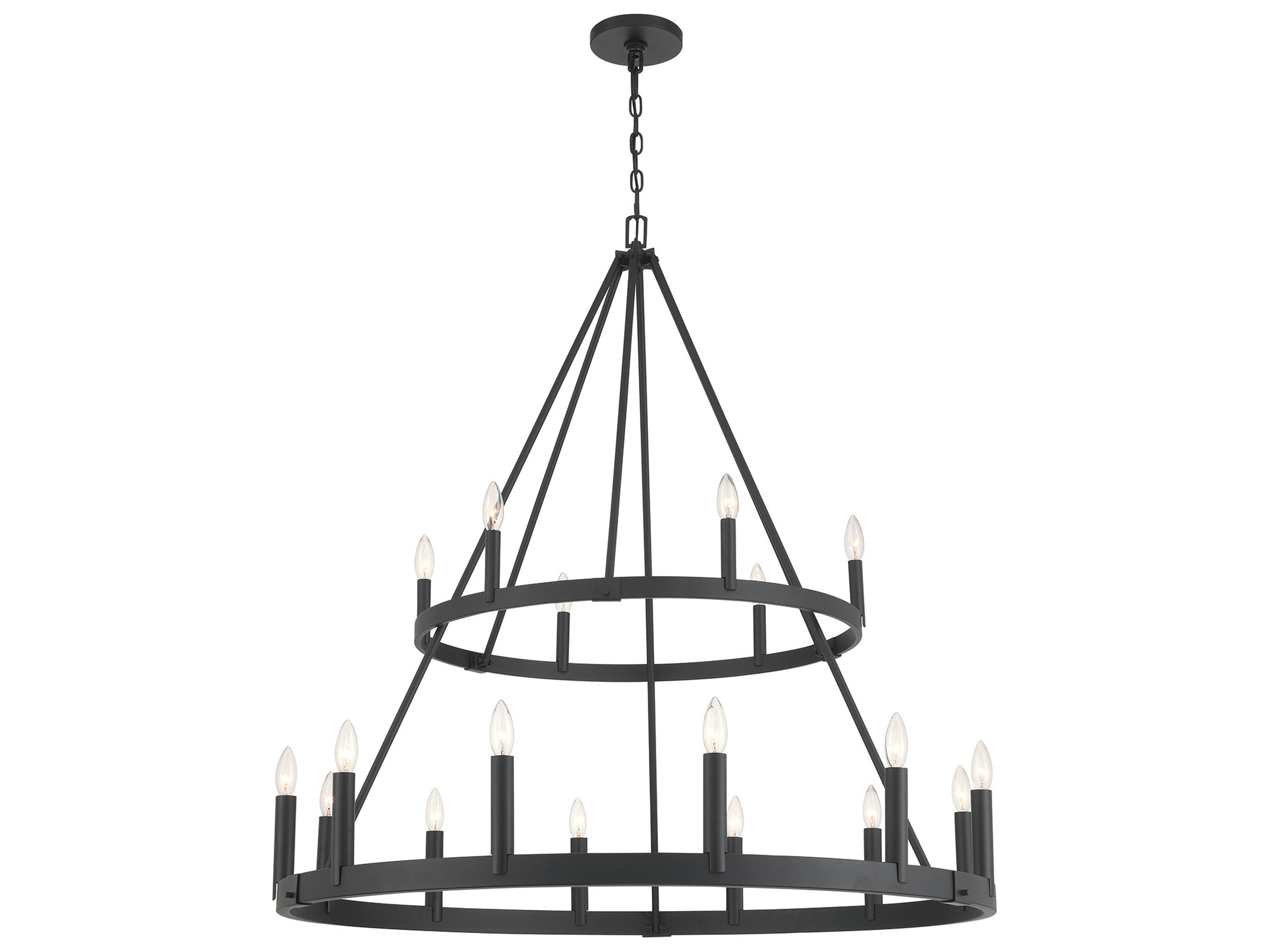 Minka Lavery Dutton 18-Light Coal Black Candelabra Tiered Chandelier