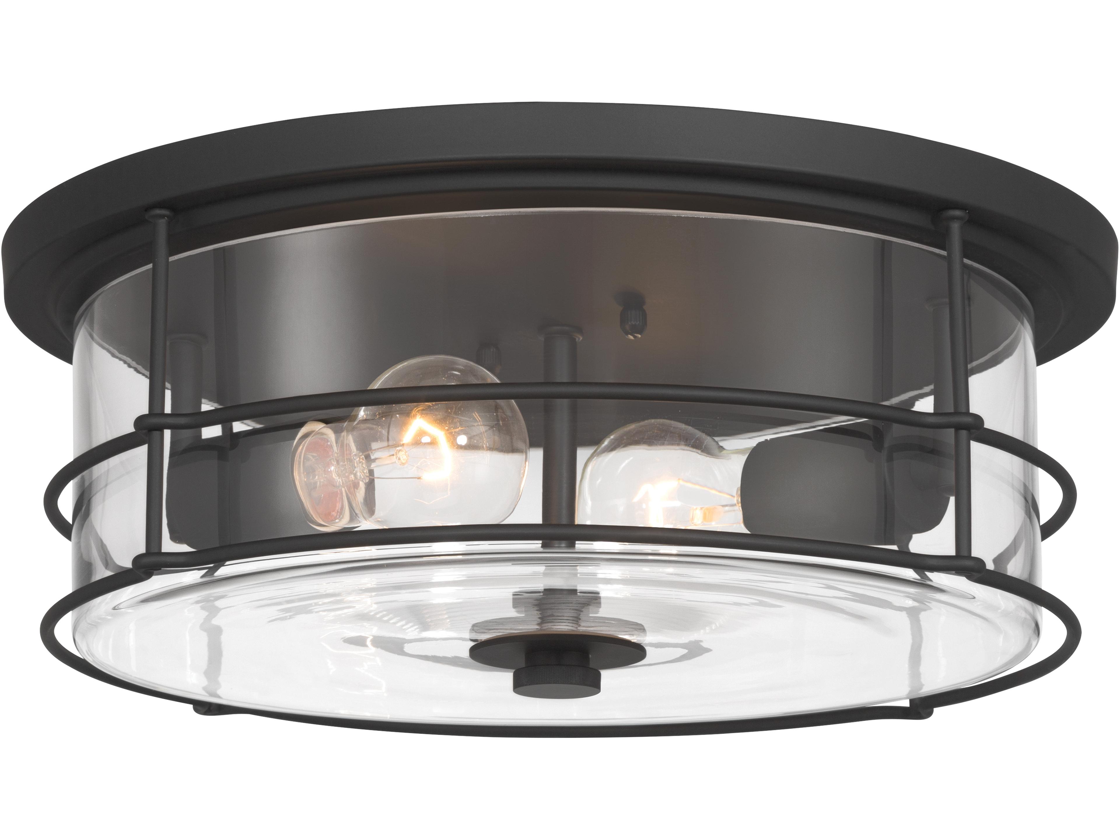 Lorenth 2-Light Dark Matte Black Round Flush Mount