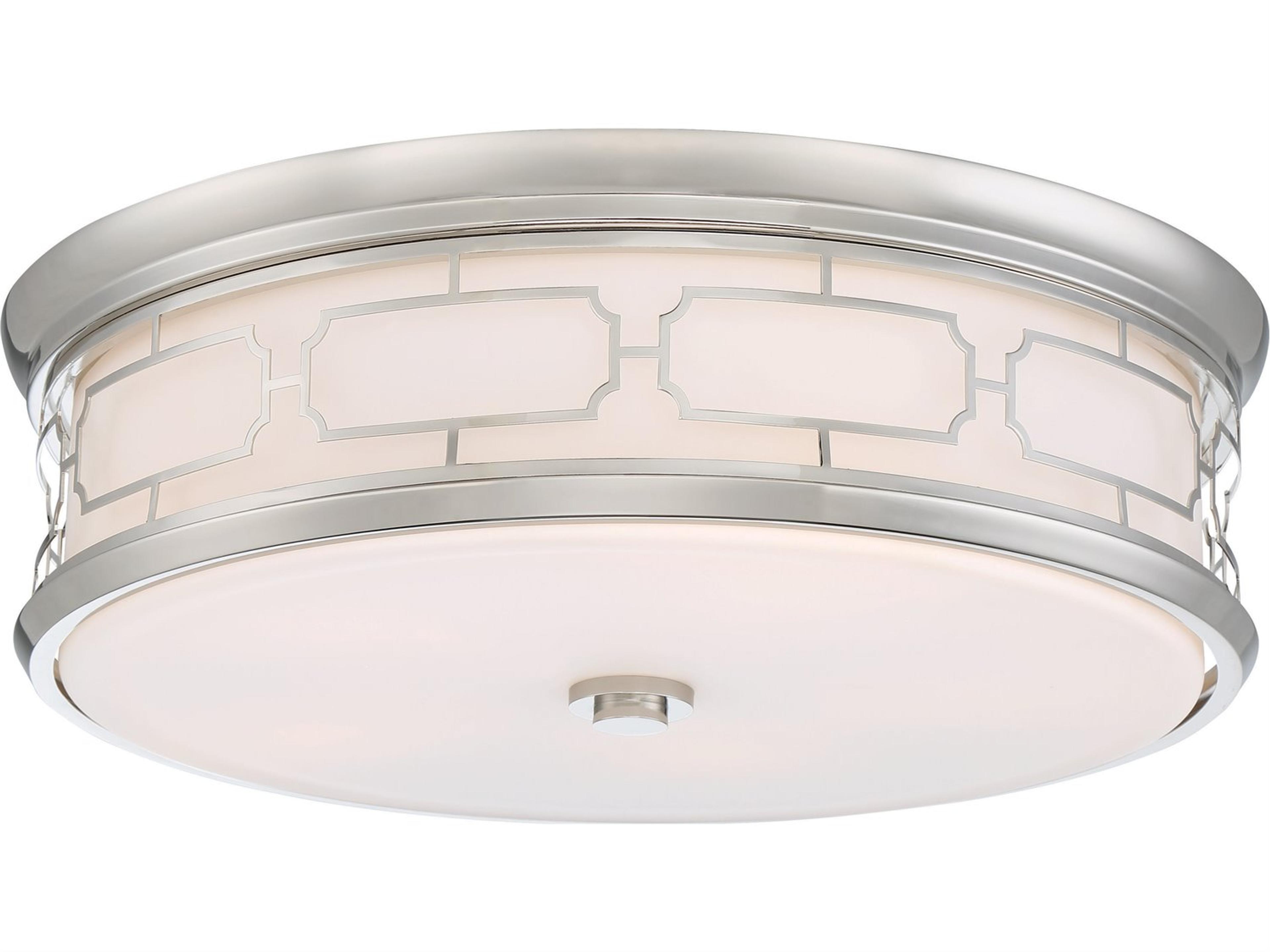 Minka Lavery 1-Light Polished Nickel Glass LED Drum Flush Mount