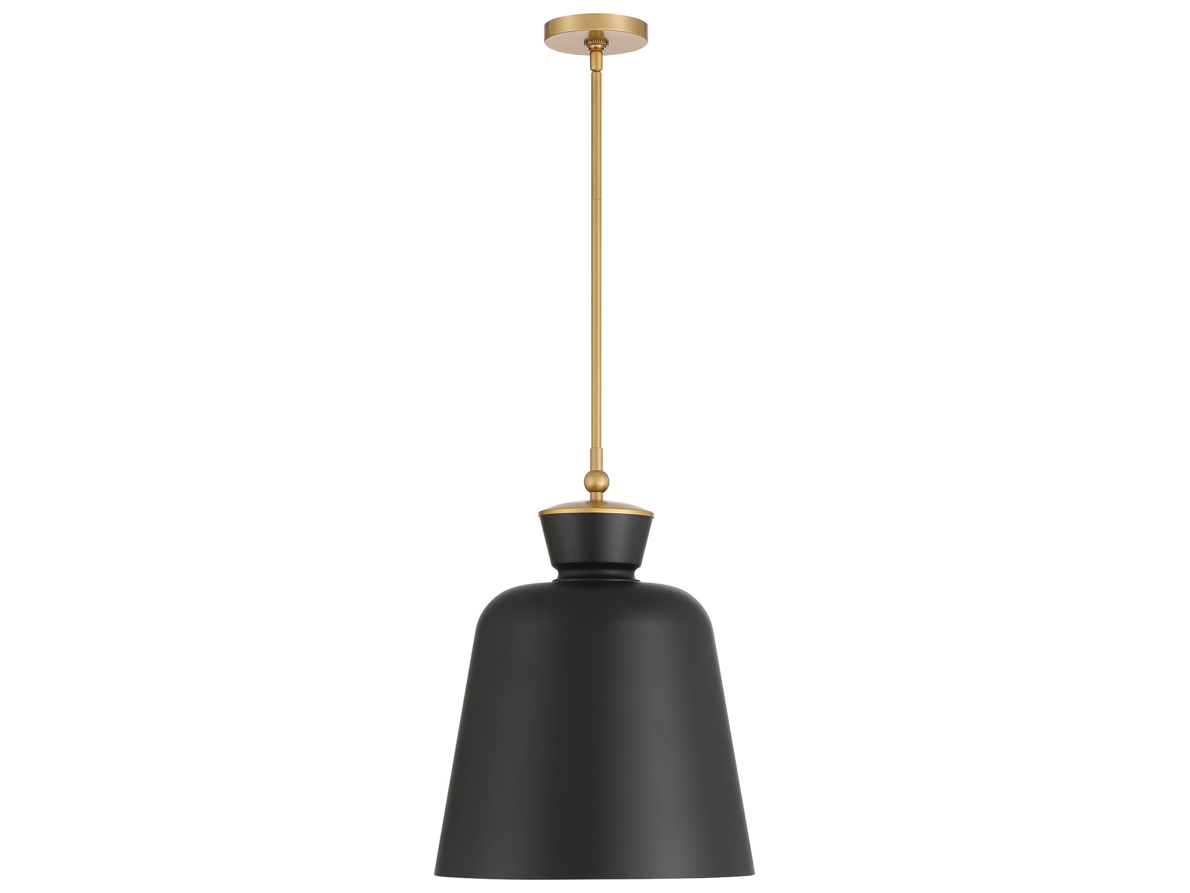 Holloway 1-Light Legacy Brass Dark Matte Black Bell Pendant