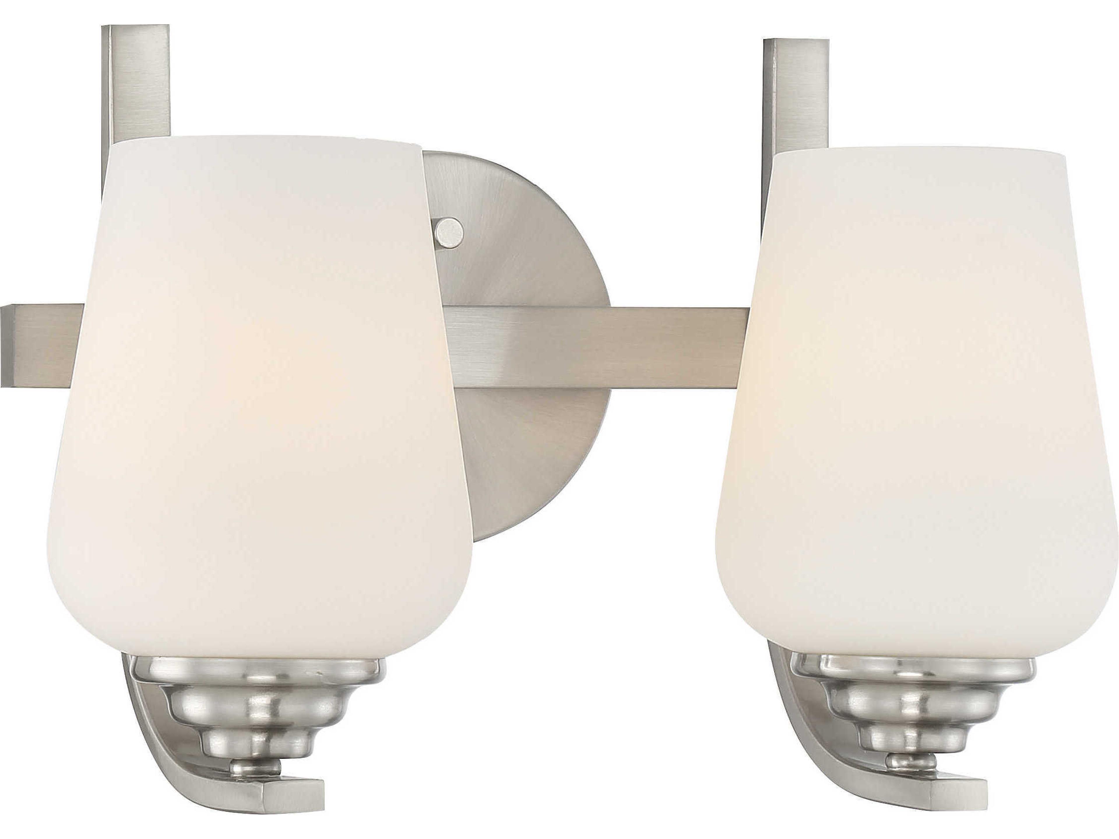 Shyloh 2-Light Brushed Nickel Glass Vanity Light