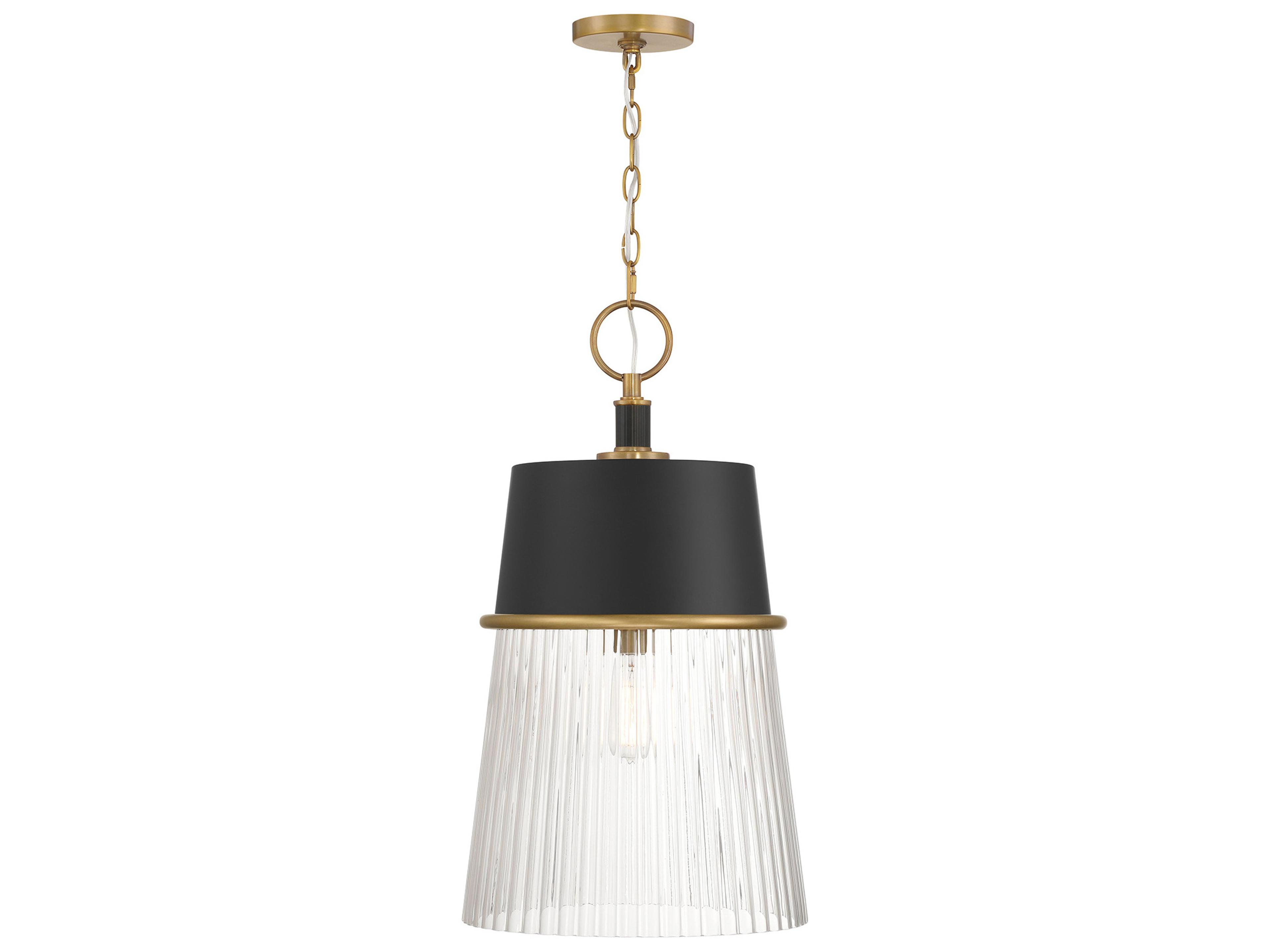 Stamford 1-Light Legacy Brass Dark Matte Black Empire Pendant