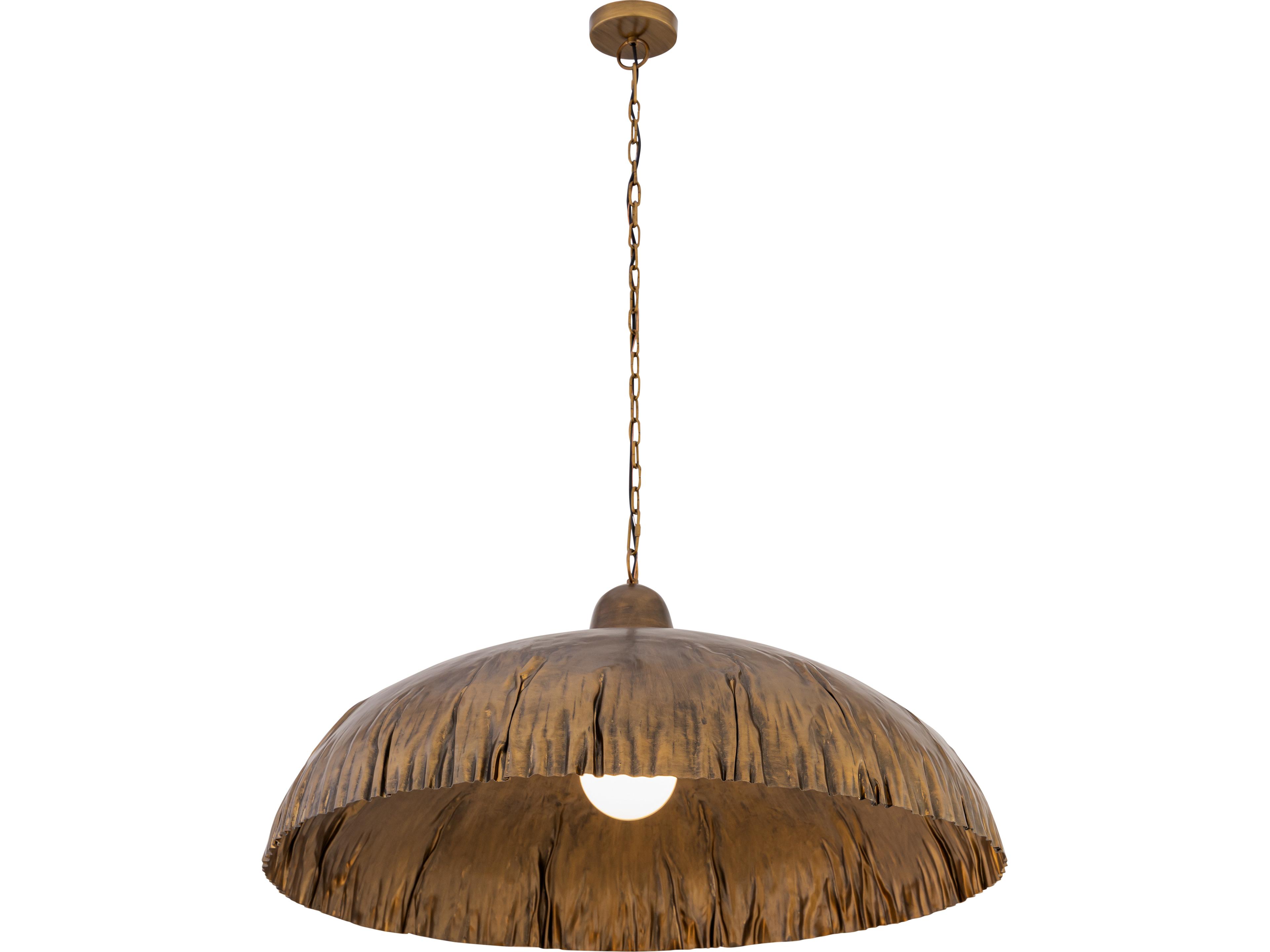 Zinnia 1-Light Antique Brass Dome Pendant