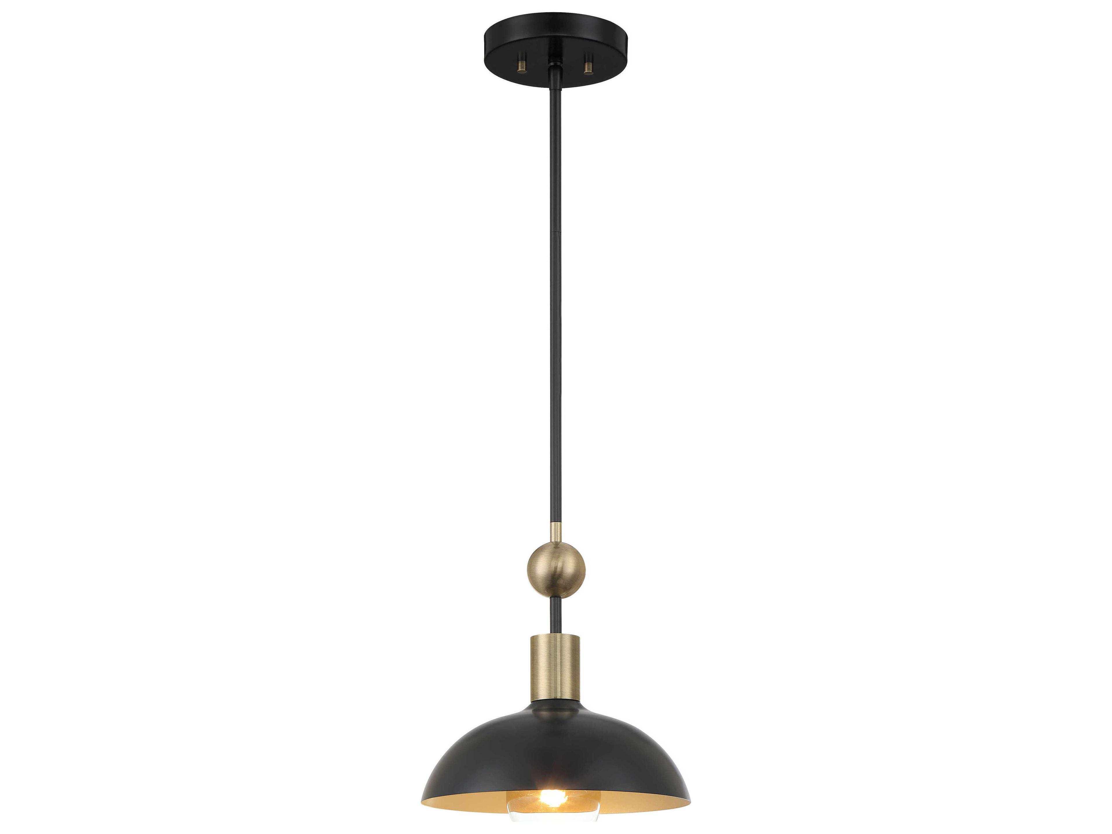Biloxi 1-Light Coal Weathered Antique Brass Black Dome Mini Pendant