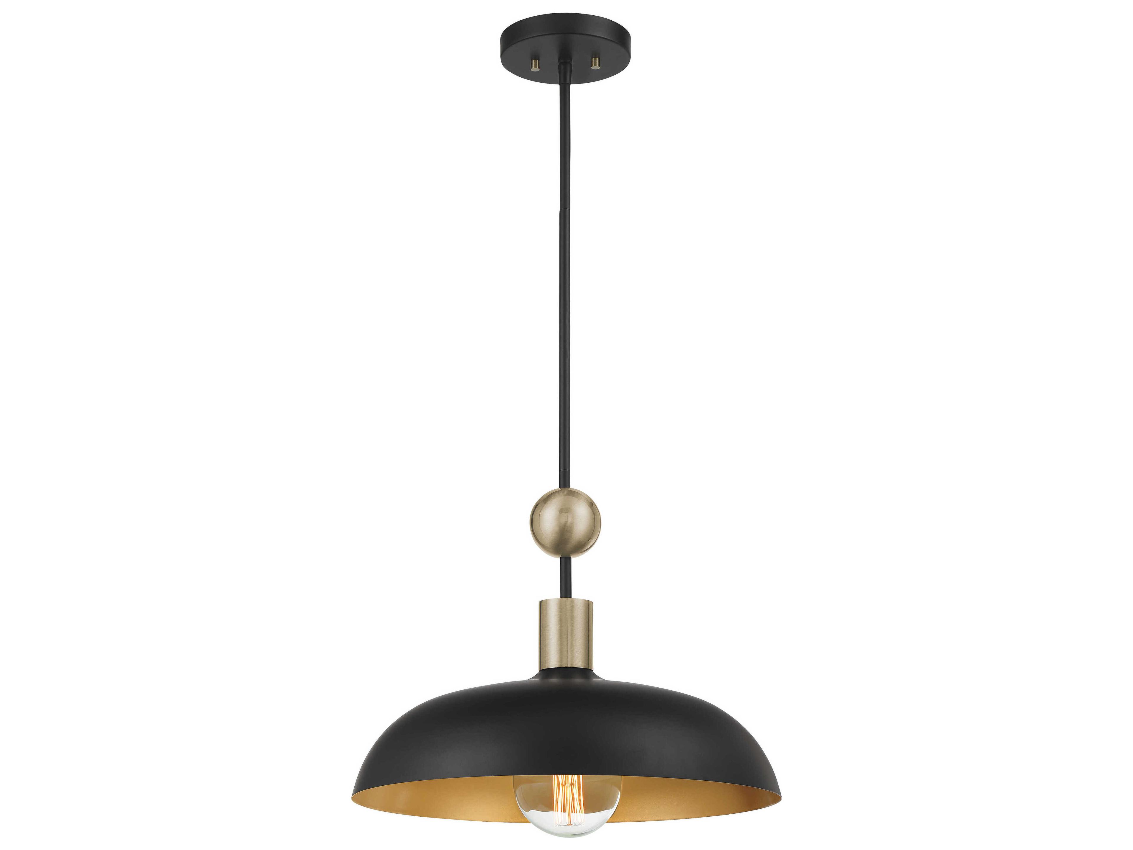 Biloxi 1-Light Coal Weathered Antique Brass Black Drum Pendant
