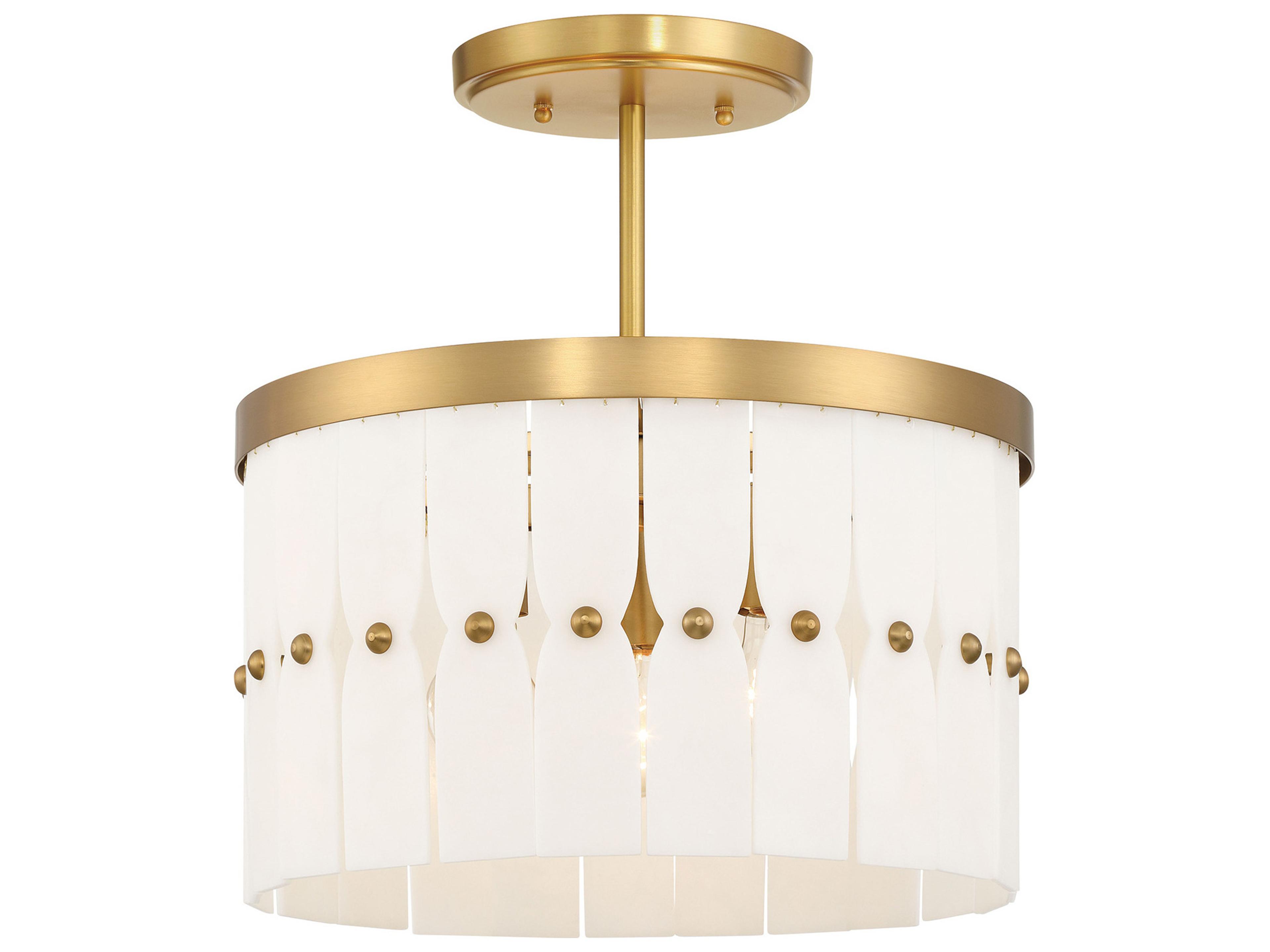 Coronelle 3-Light Legacy Brass Drum Semi Flush Mount