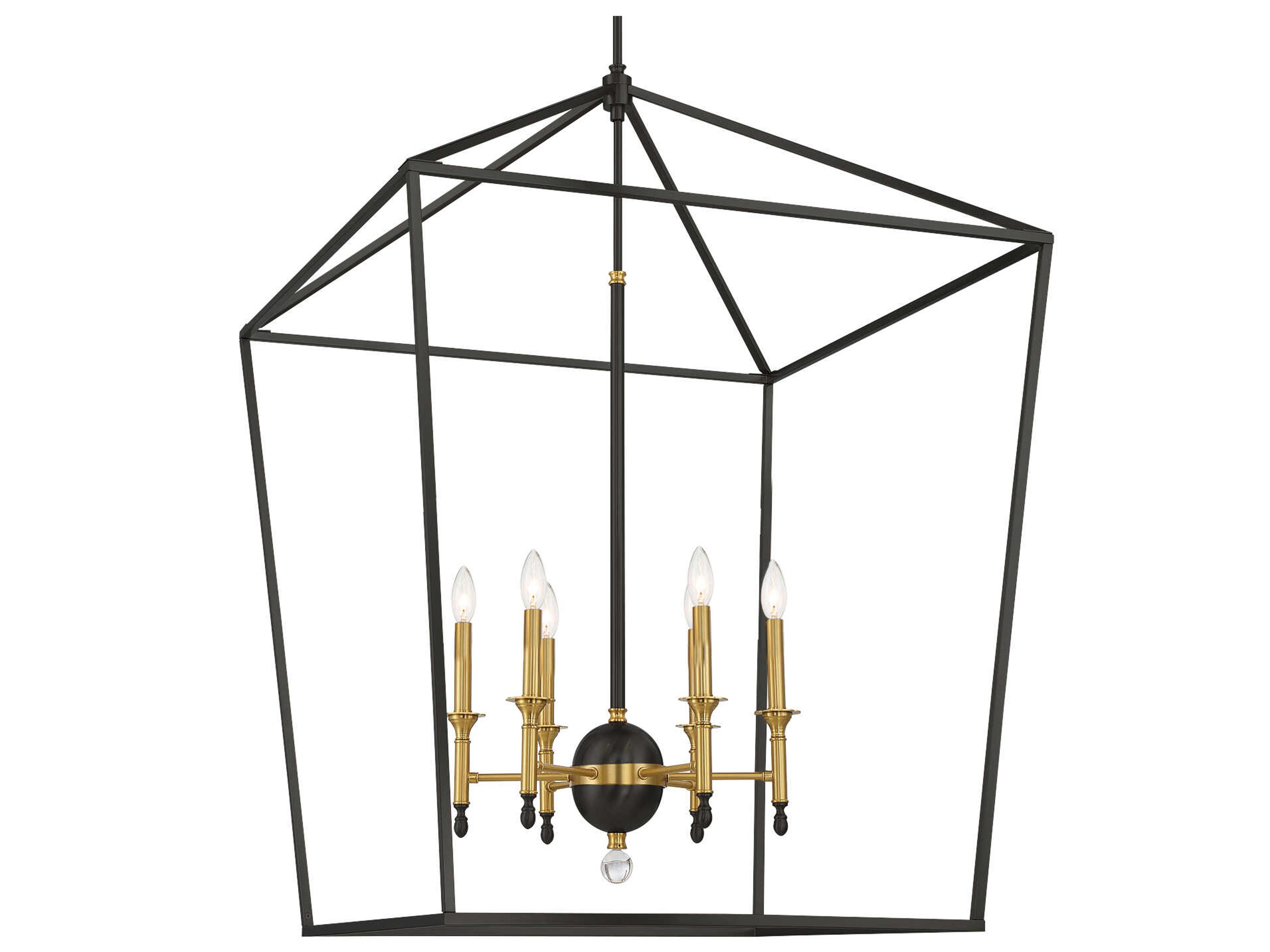 Townhall 6-Light Coal Soft Brass Black Candelabra Chandelier