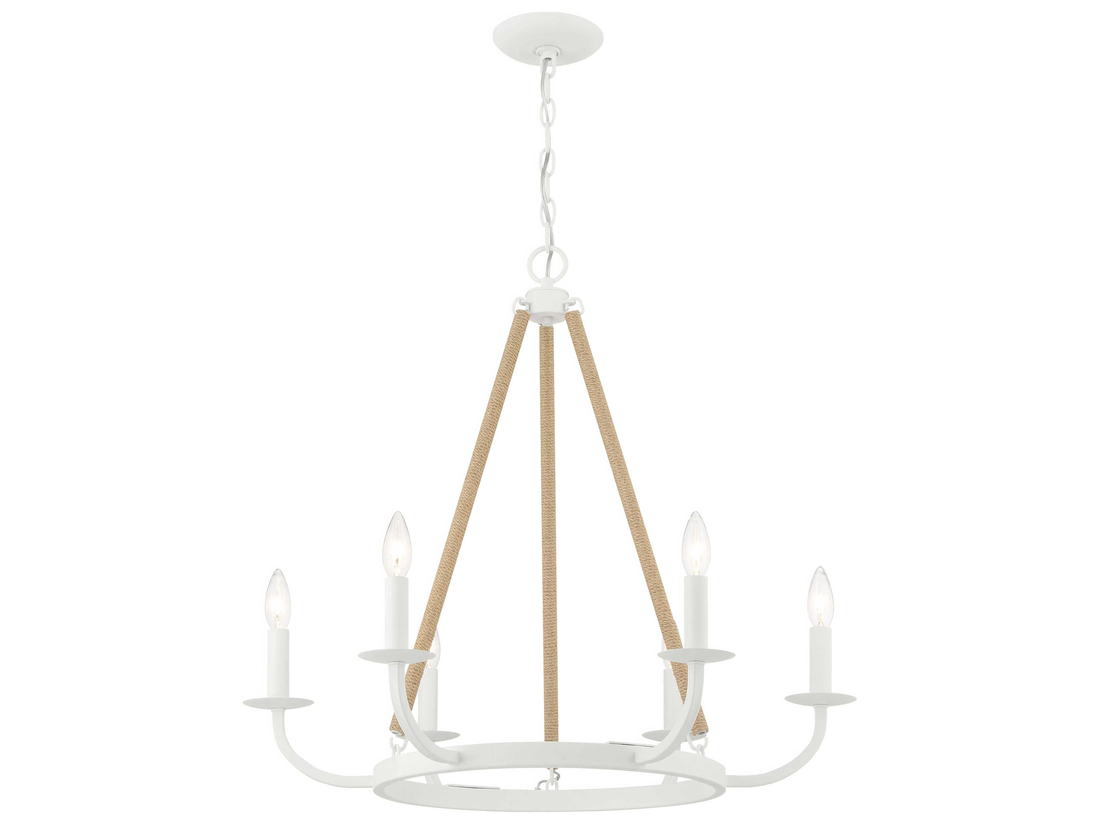 Lanton 6-Light Sand White Candelabra Chandelier