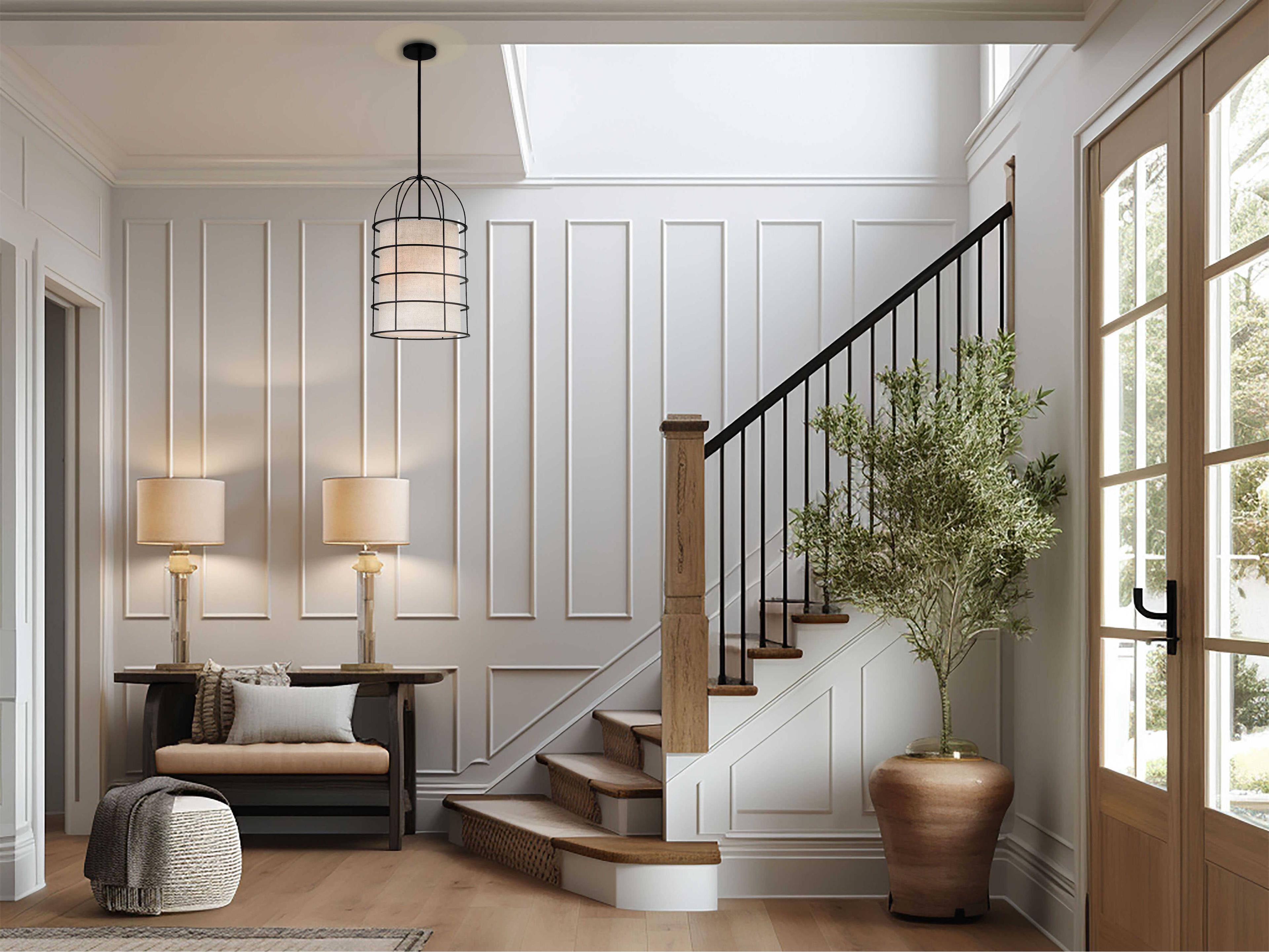 Minka Lavery Gateway Park 4-Light Coal Black Drum Pendant