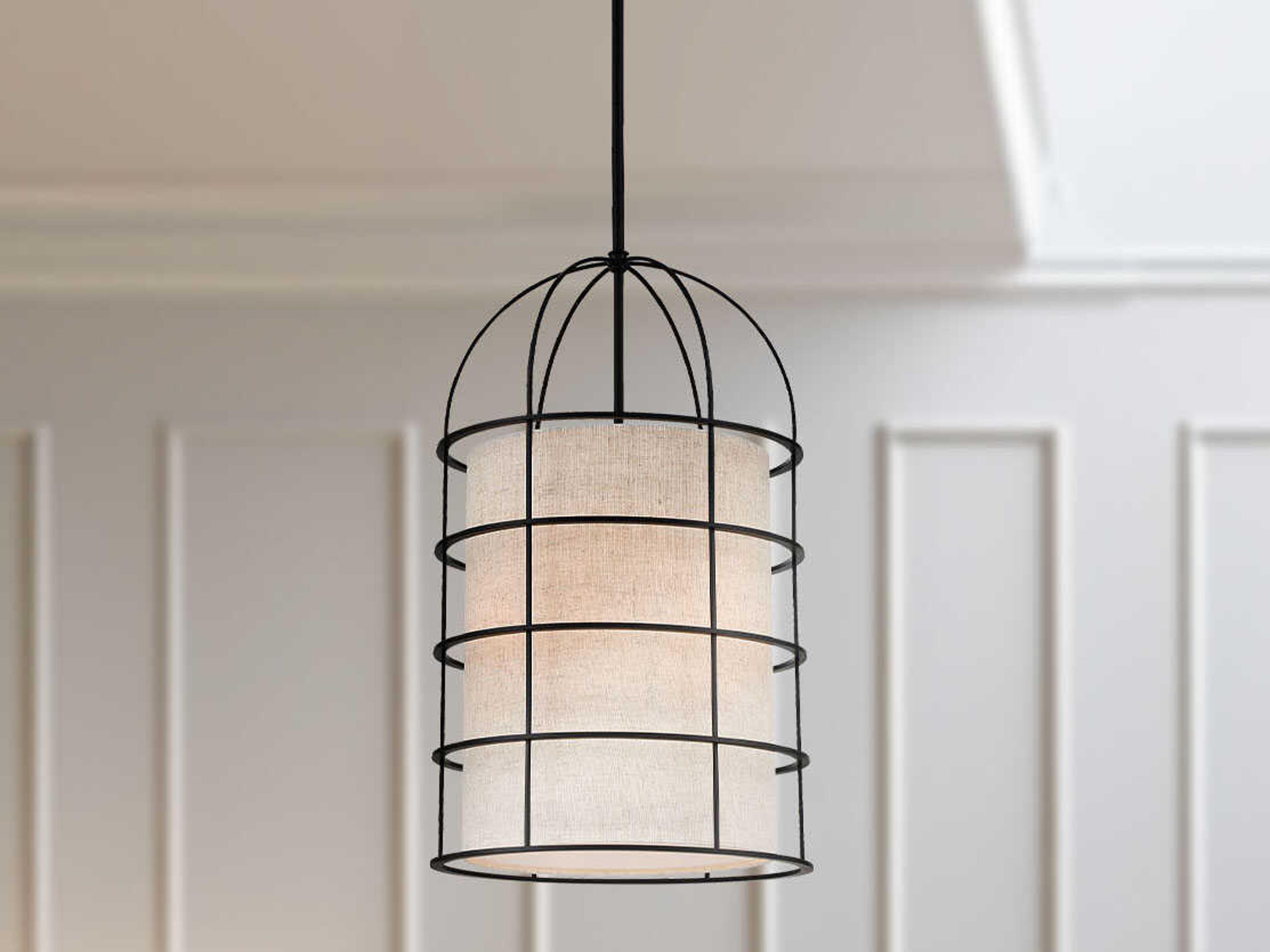 Minka Lavery Gateway Park 4-Light Coal Black Drum Pendant