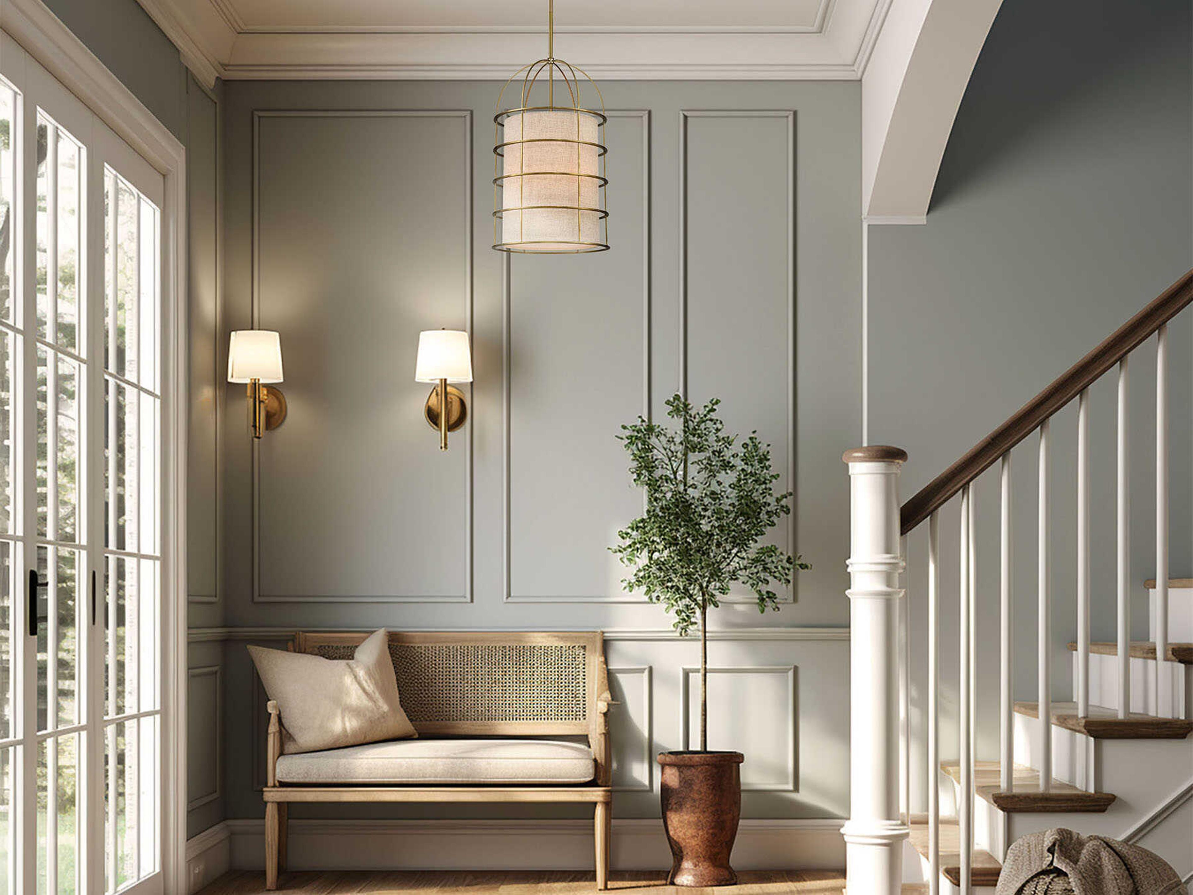 Minka Lavery Gateway Park 4-Light Soft Brass Drum Pendant