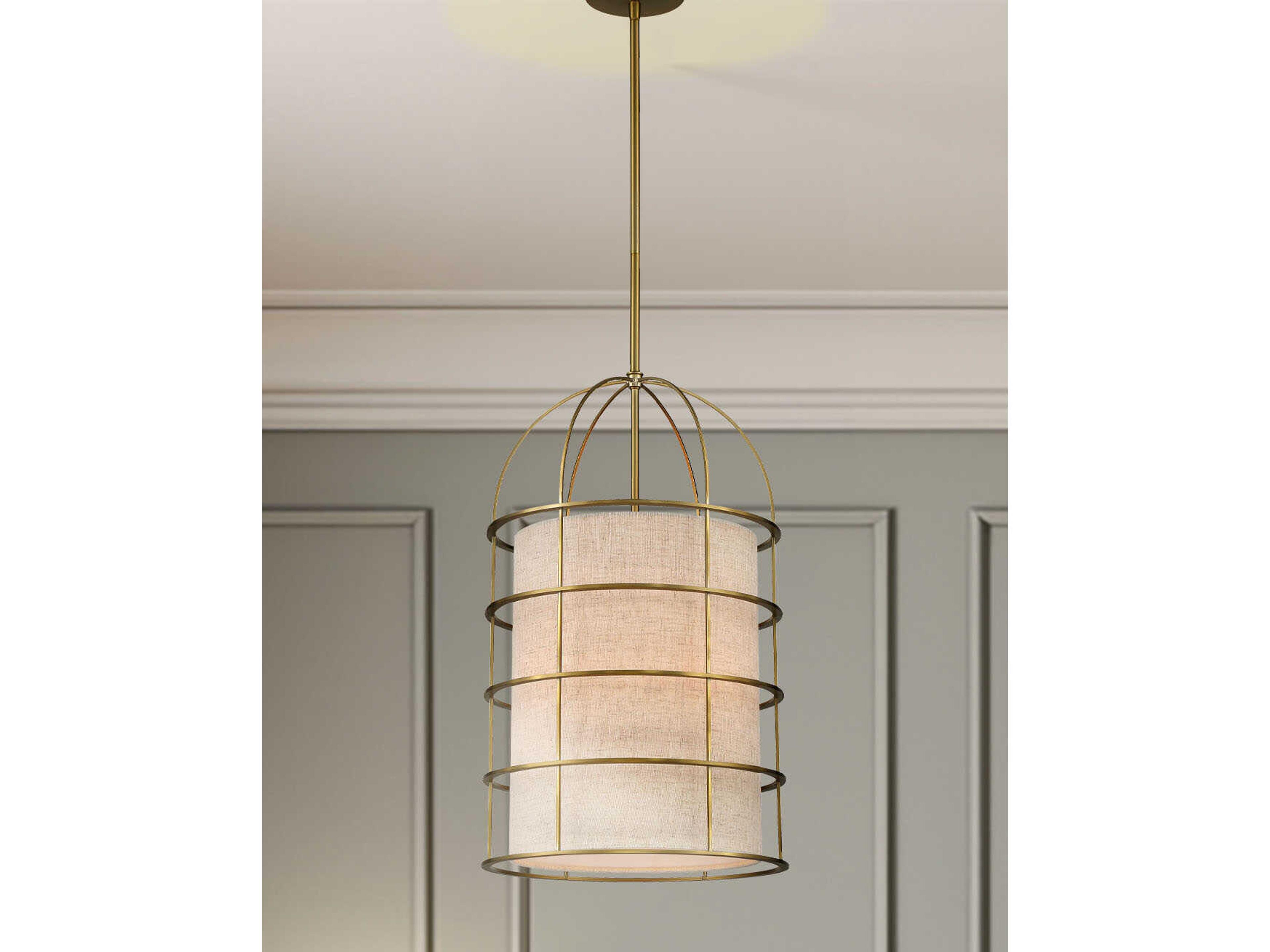 Minka Lavery Gateway Park 4-Light Soft Brass Drum Pendant