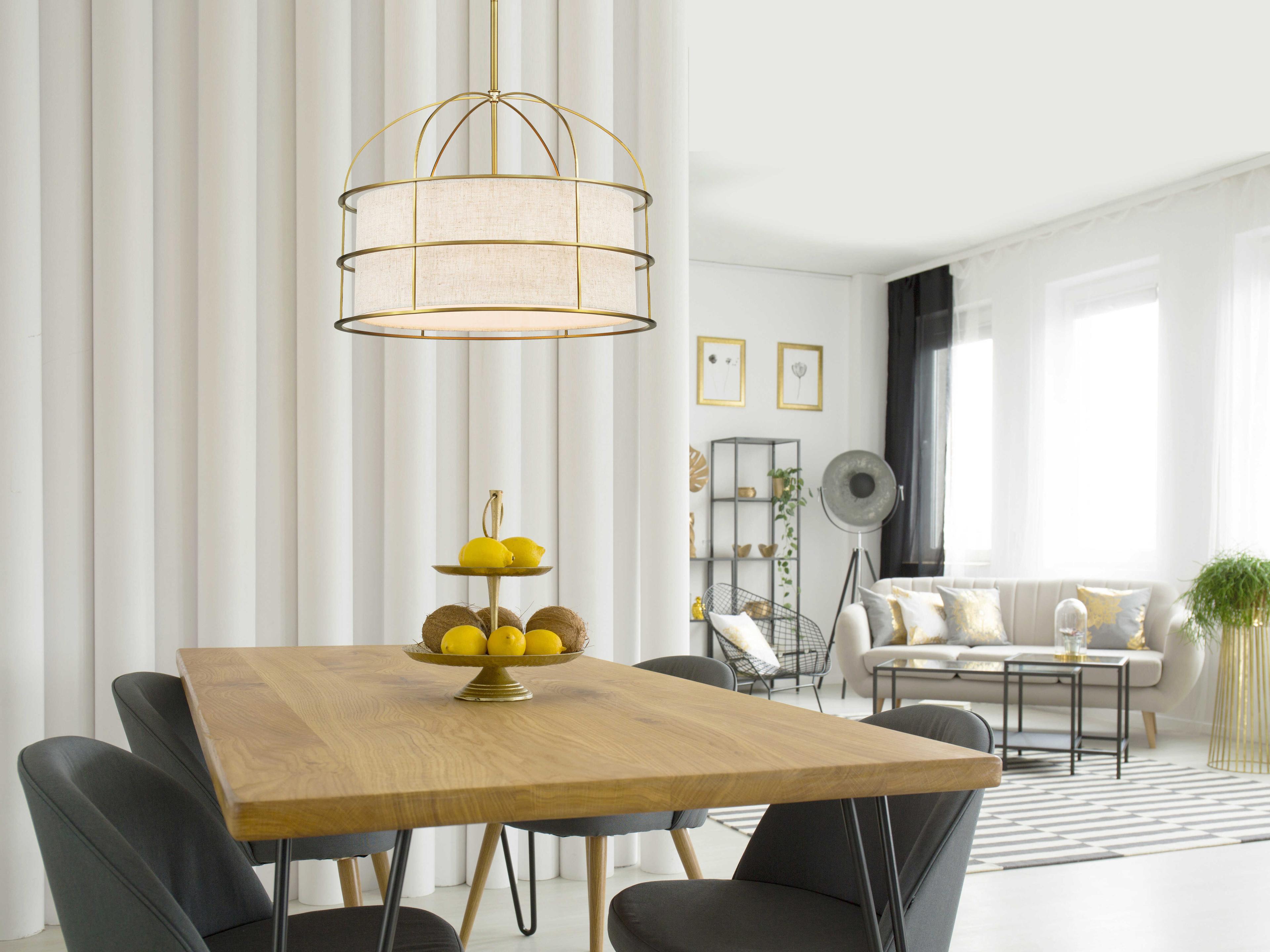 Minka Lavery Gateway Park 5-Light Soft Brass Drum Pendant