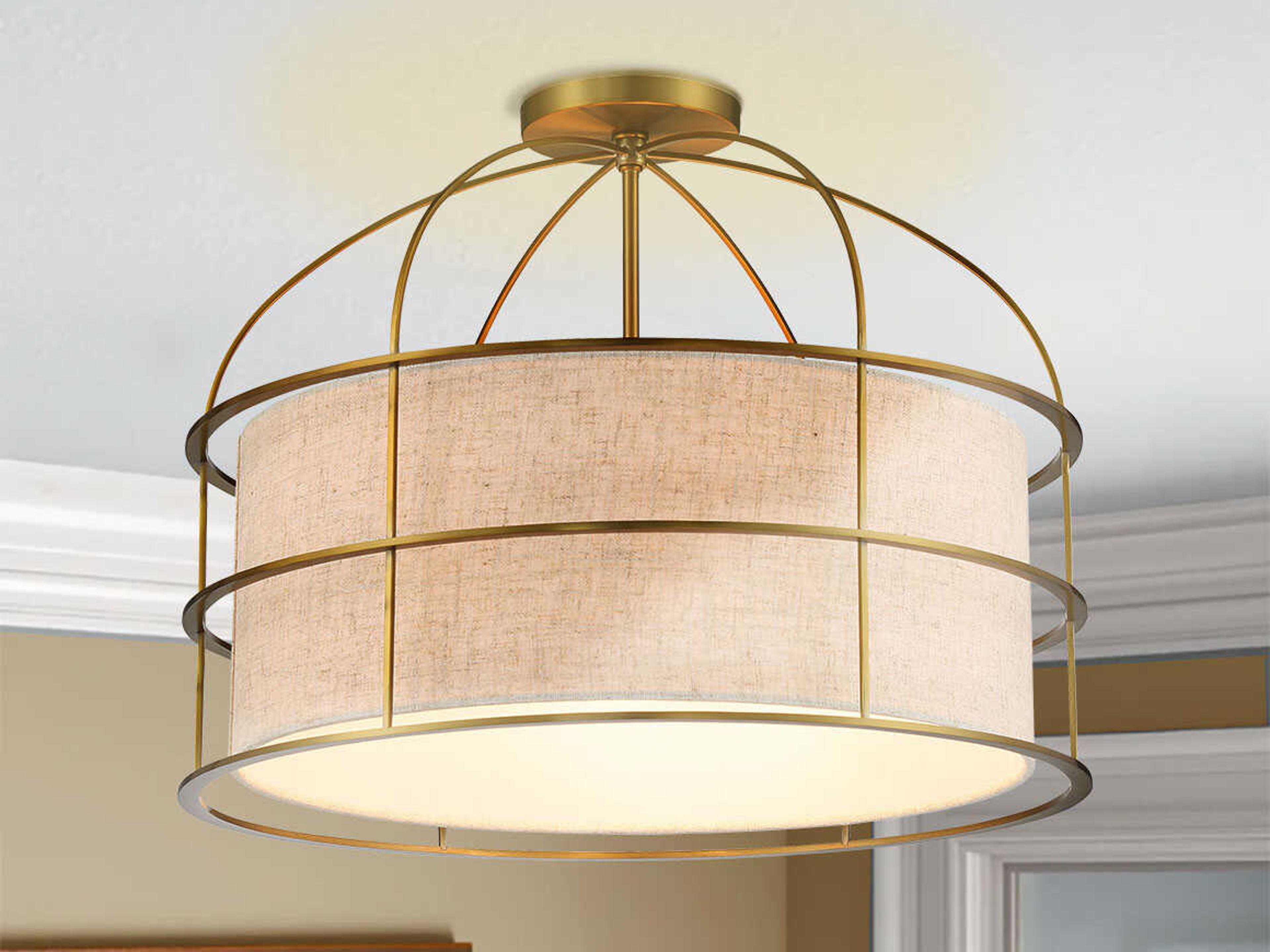 Minka Lavery Gateway Park 5-Light Soft Brass Drum Pendant