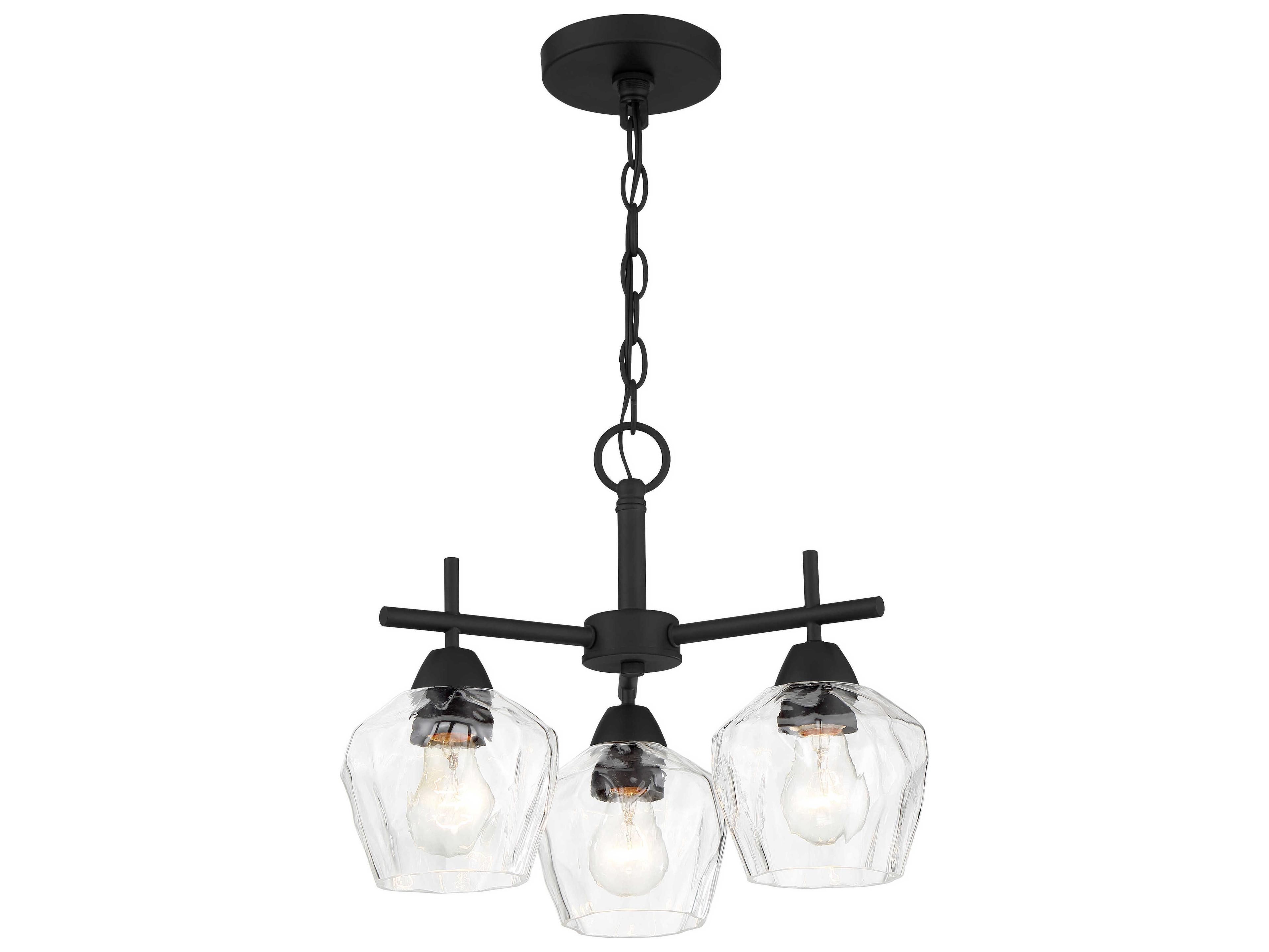 Camrin 3-Light Coal Black Glass Bell Chandelier