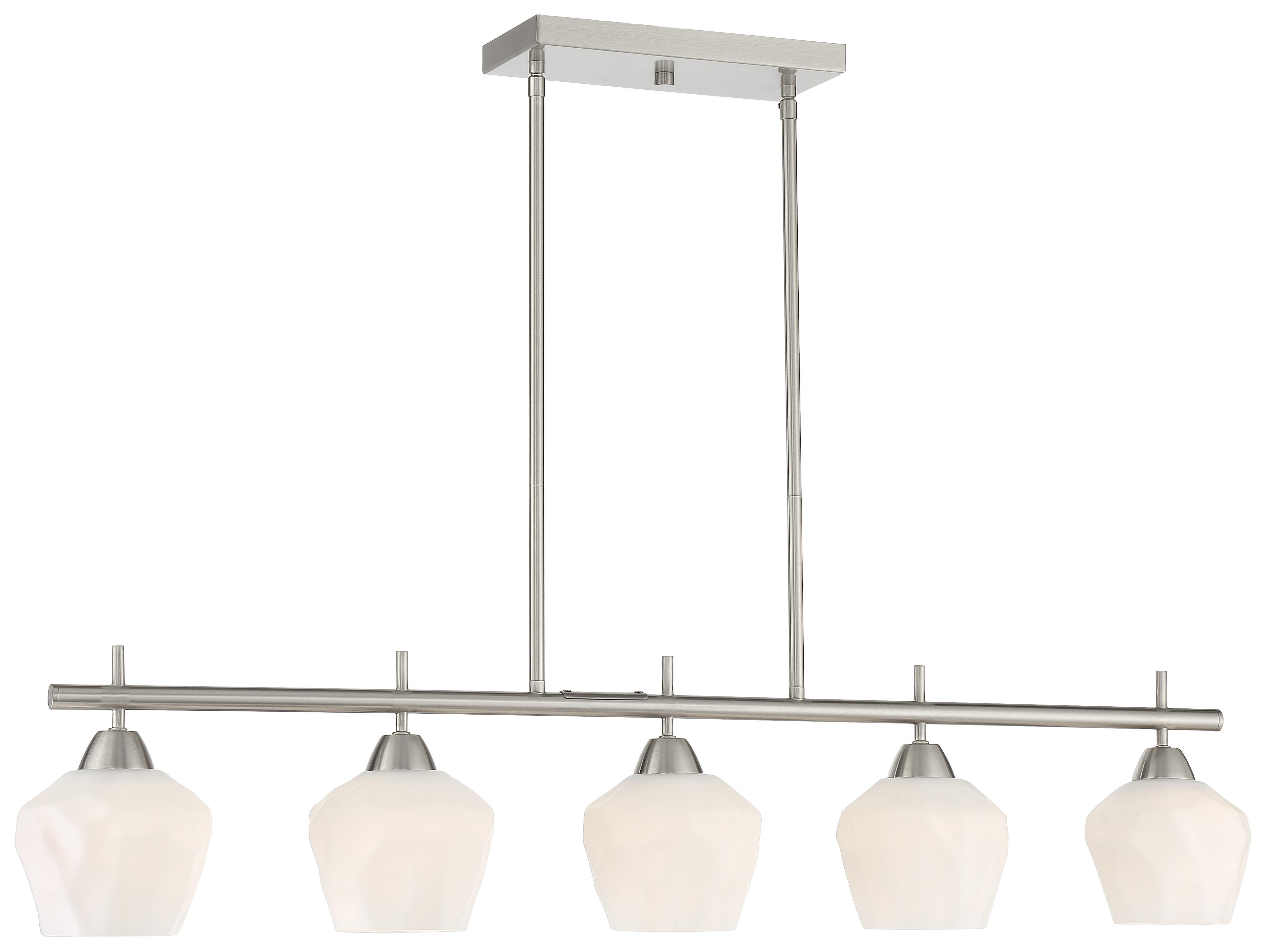 Camrin 5-Light Brushed Nickel Glass Bell Linear Island Pendant