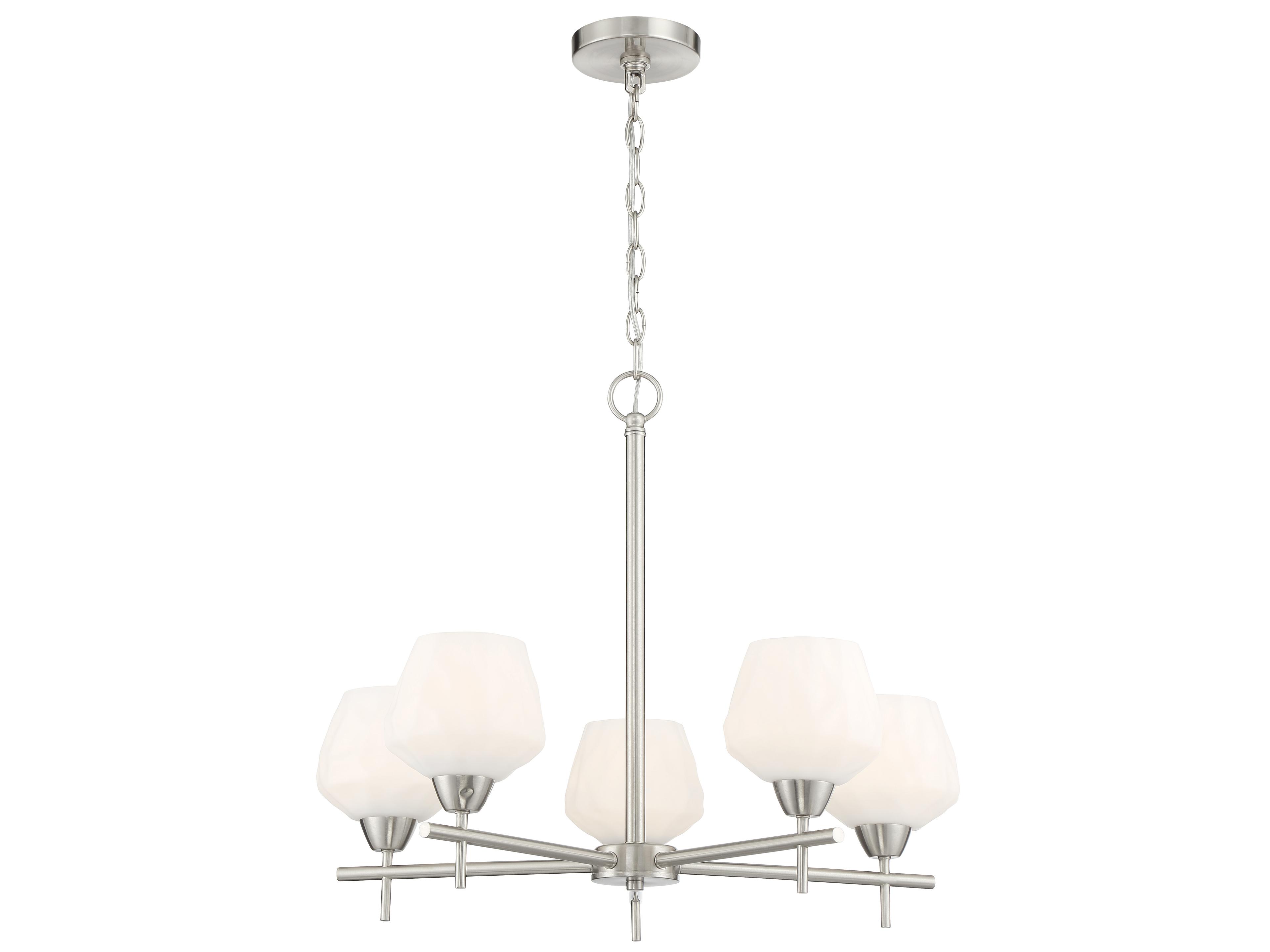 Camrin 5-Light Brushed Nickel Glass Bell Chandelier