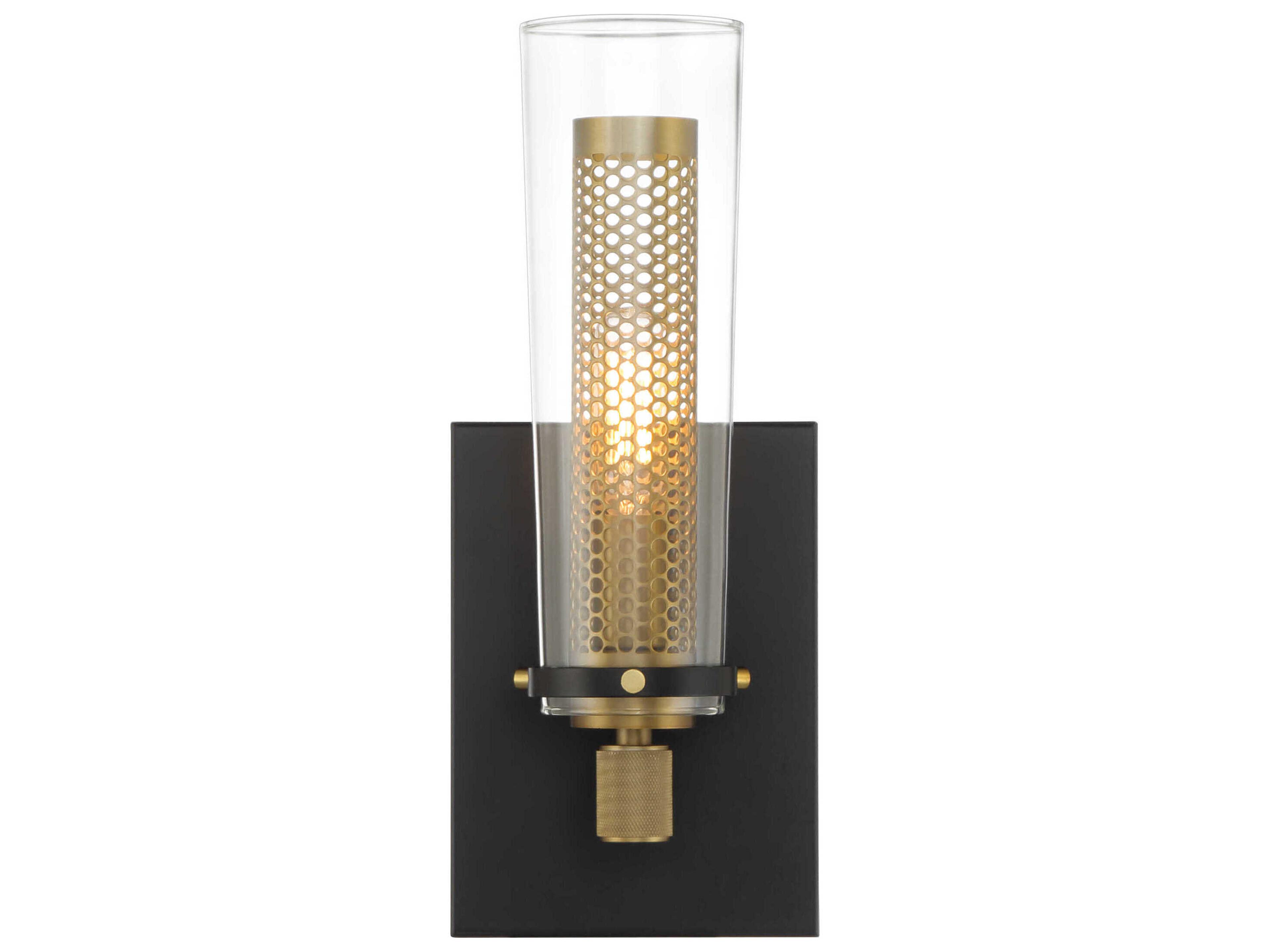 Minka Lavery Emmerham 1-Light Coal Soft Brass Black Wall Sconce