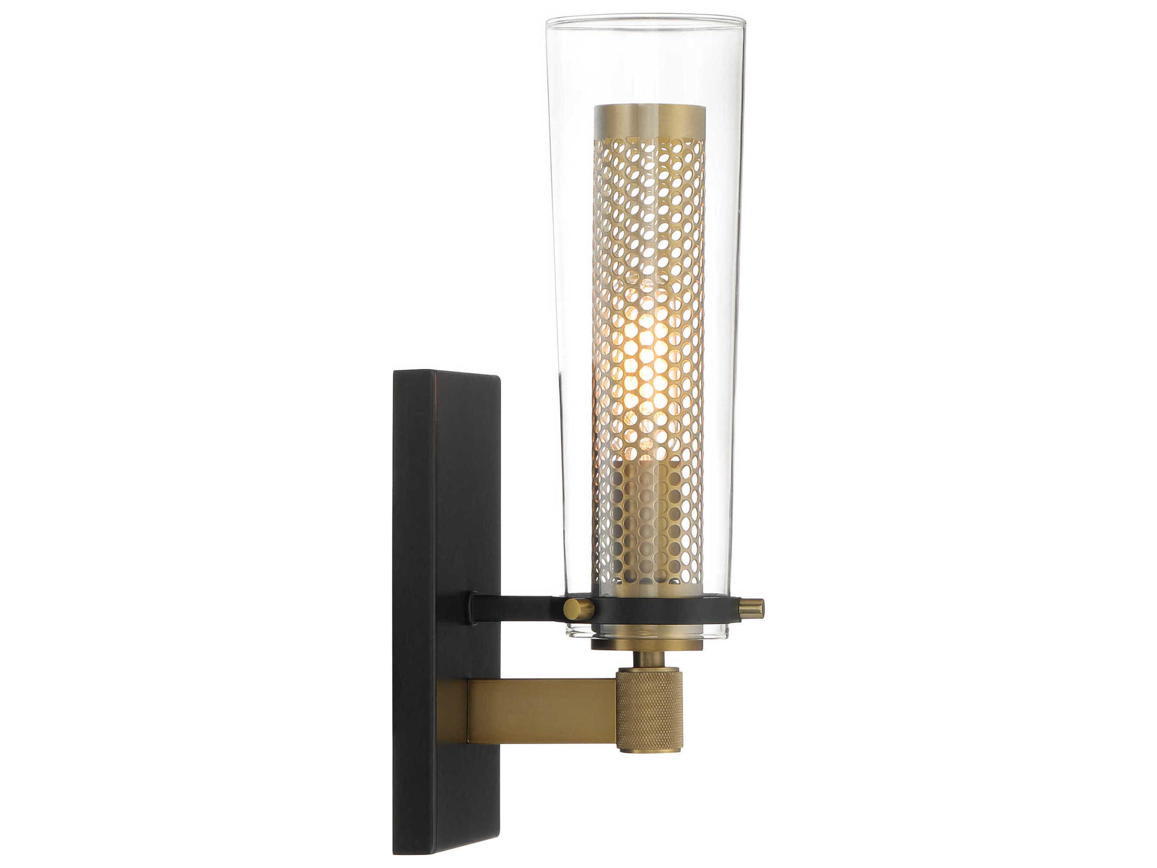 Minka Lavery Emmerham 1-Light Coal Soft Brass Black Wall Sconce