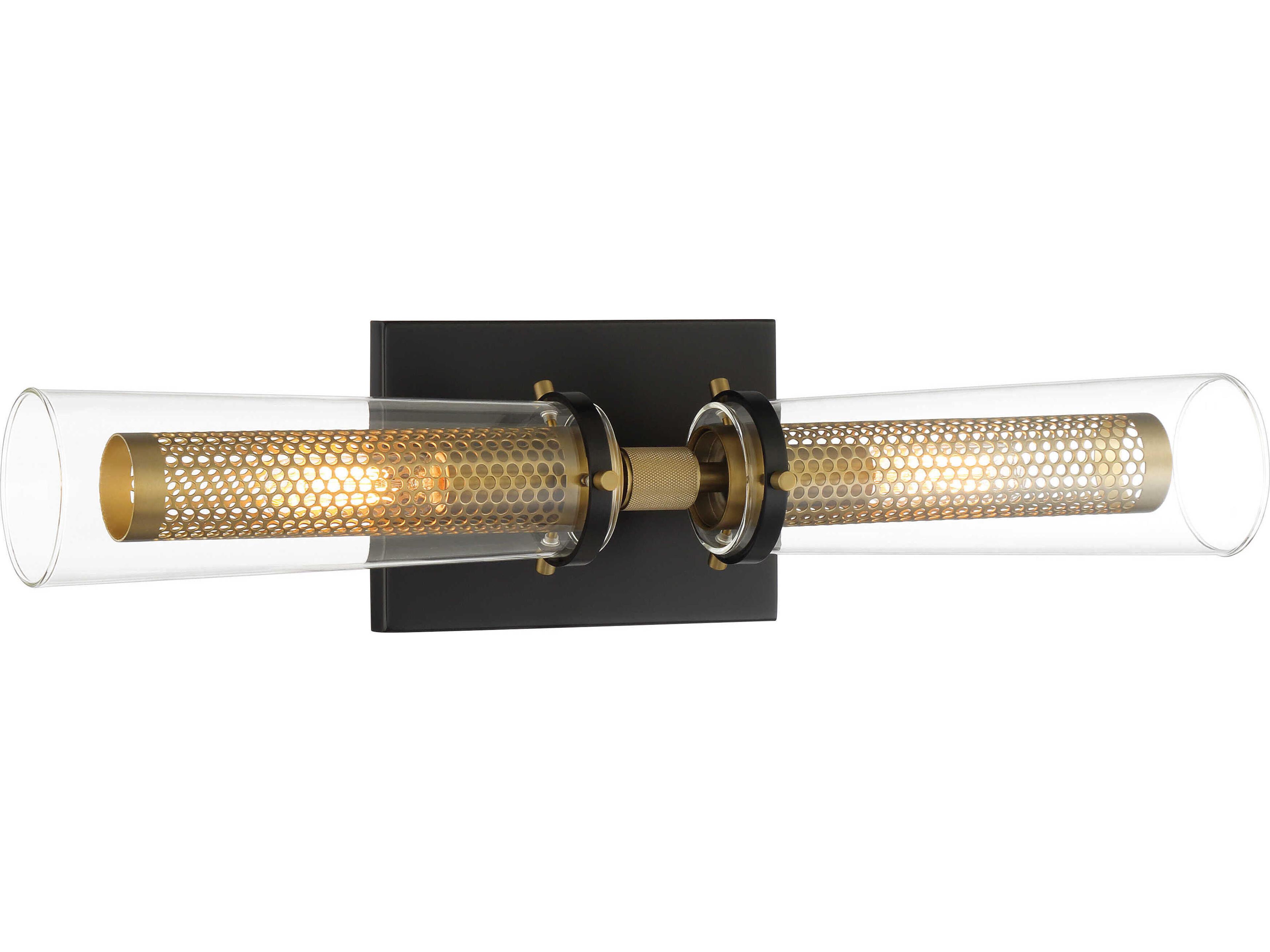 Emmerham Two Light Bath Vanity in Coal and Soft Brass