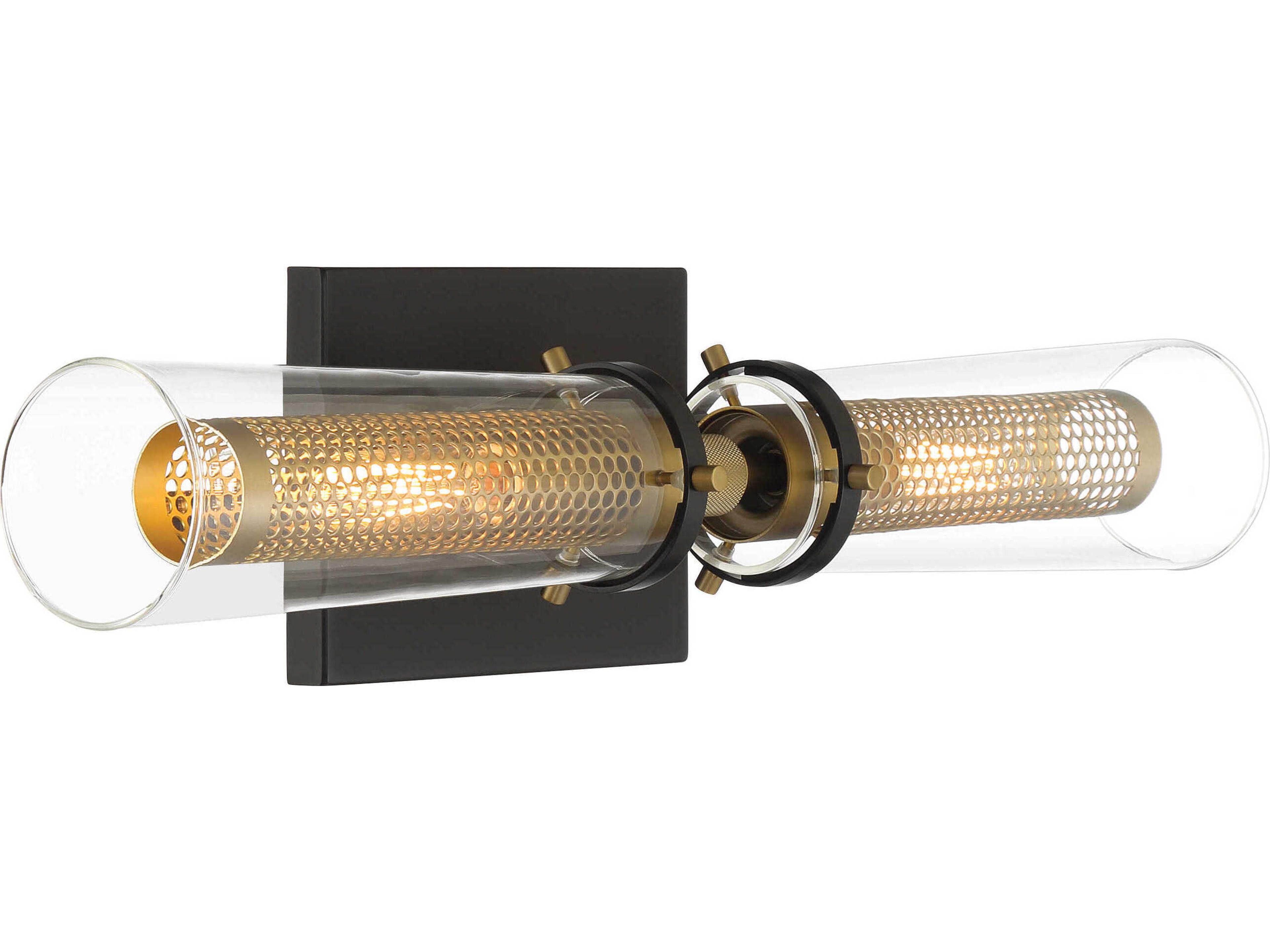 Minka Lavery Emmerham 2-Light Coal Soft Brass Black Vanity Light