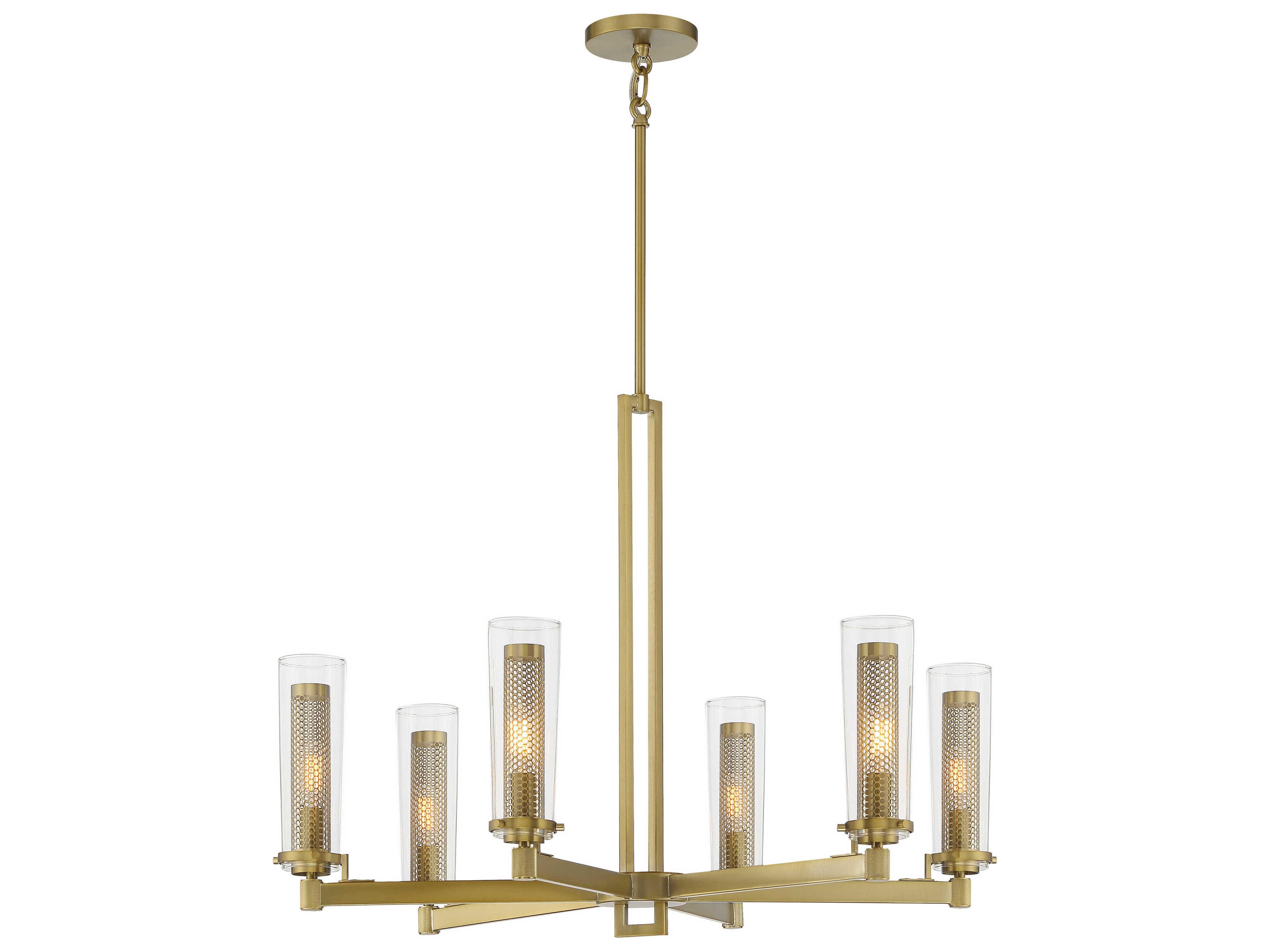 Emmerham 6-Light Soft Brass Glass Cylinder Chandelier