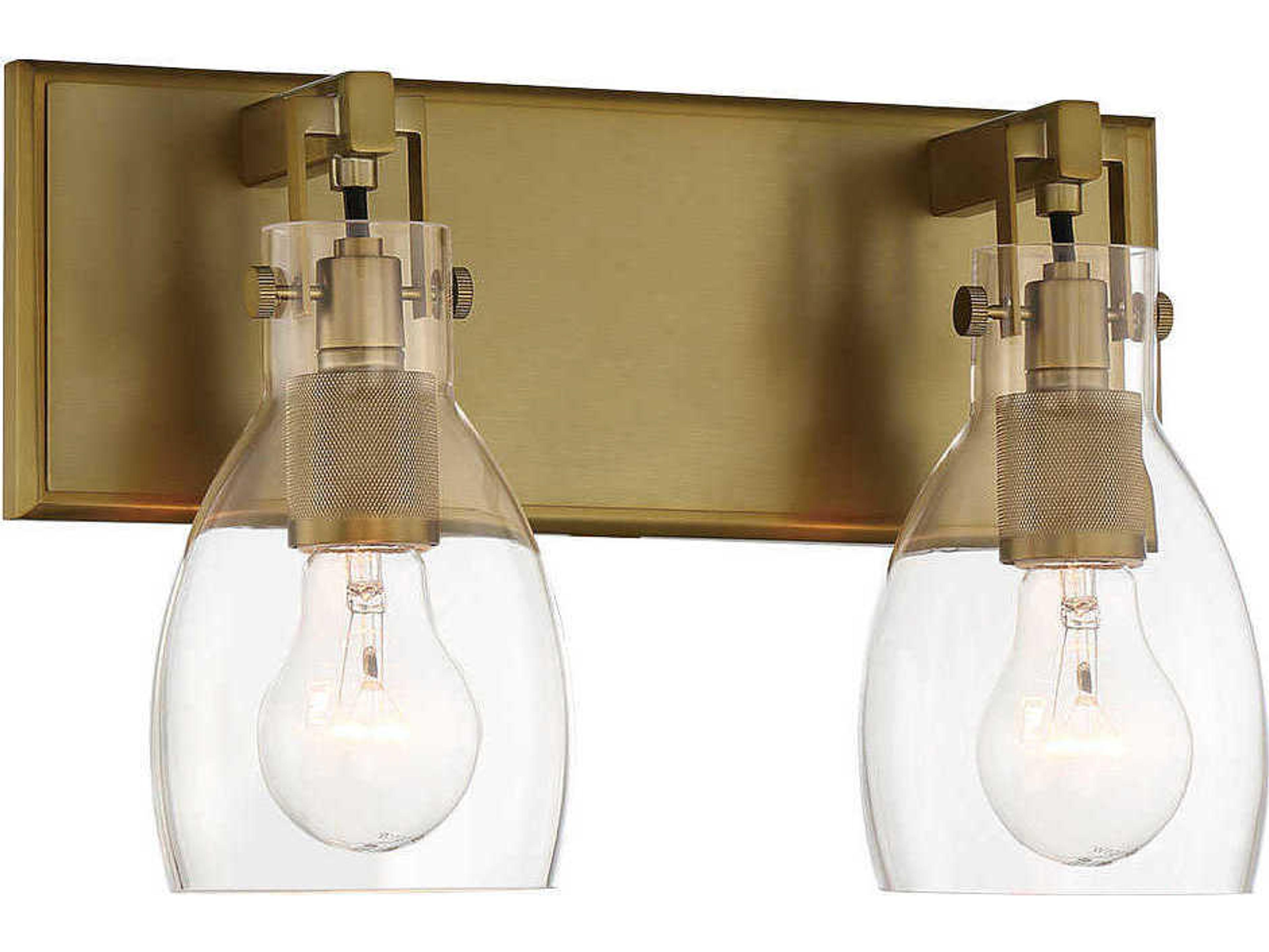 Tiberia 2-Light Soft Brass Glass Vanity Light