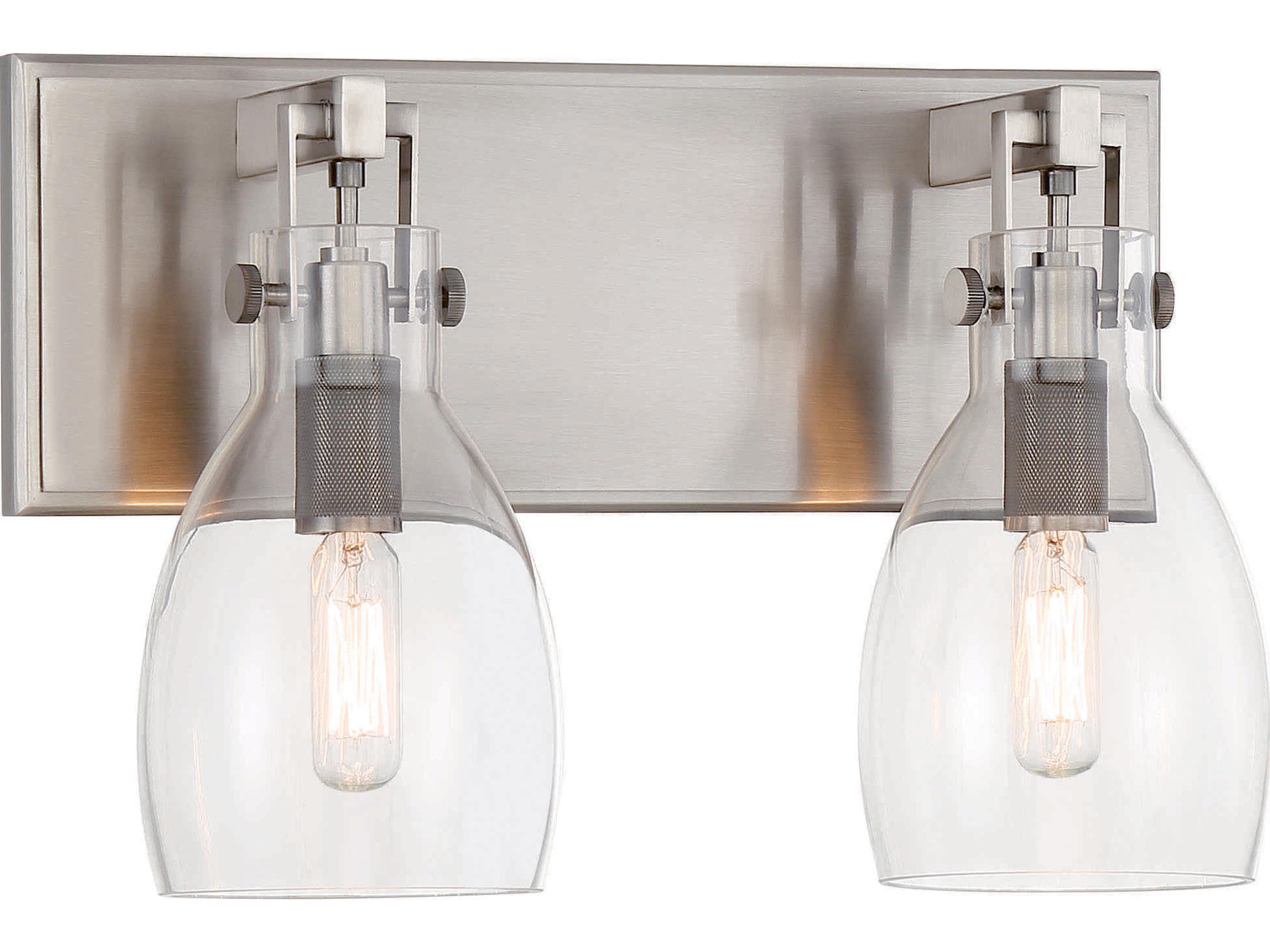 Tiberia 2-Light Plated Pewter Glass Vanity Light