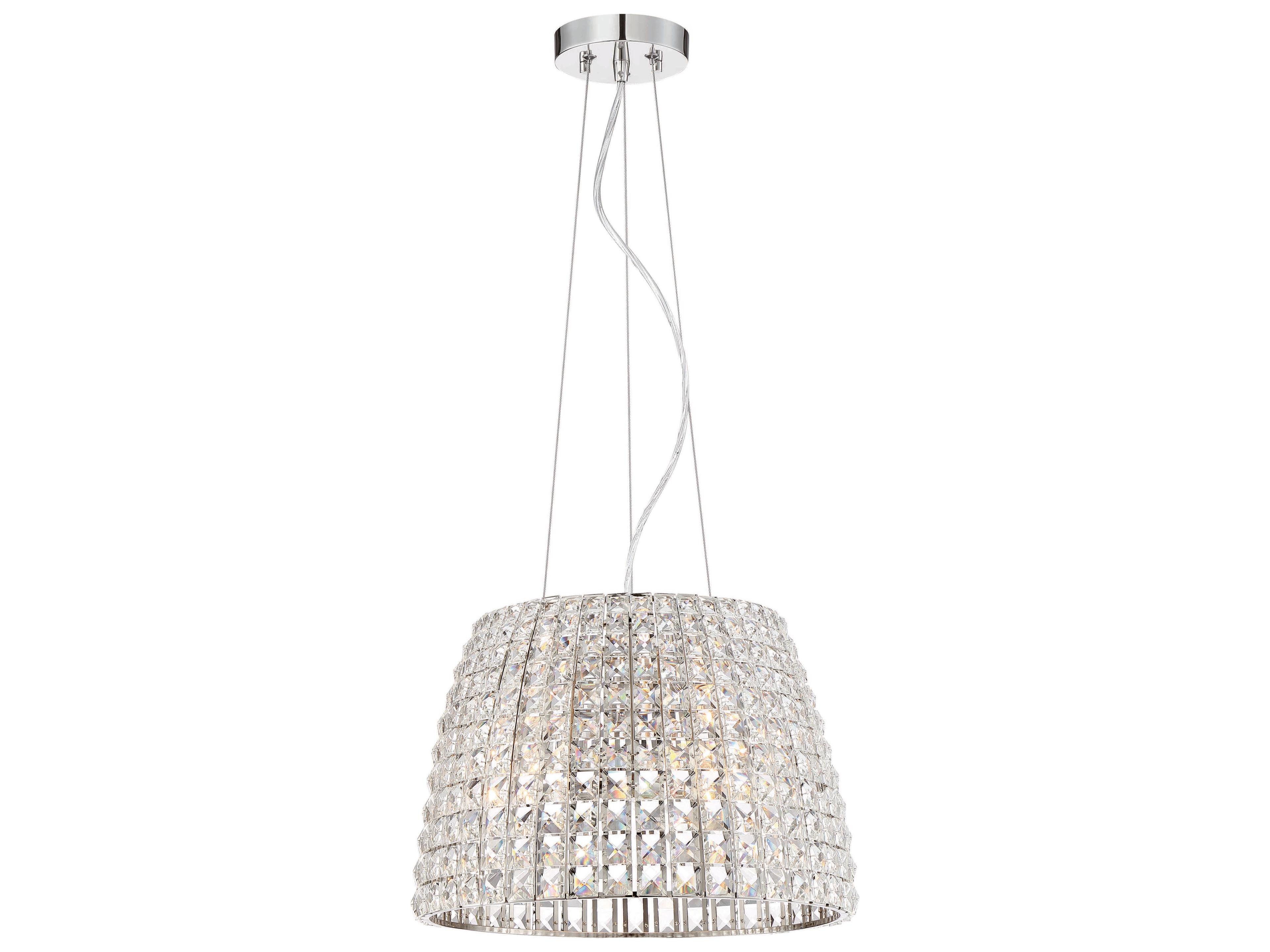 Via Roma 3-Light Polished Nickel Steel Crystal Pendant