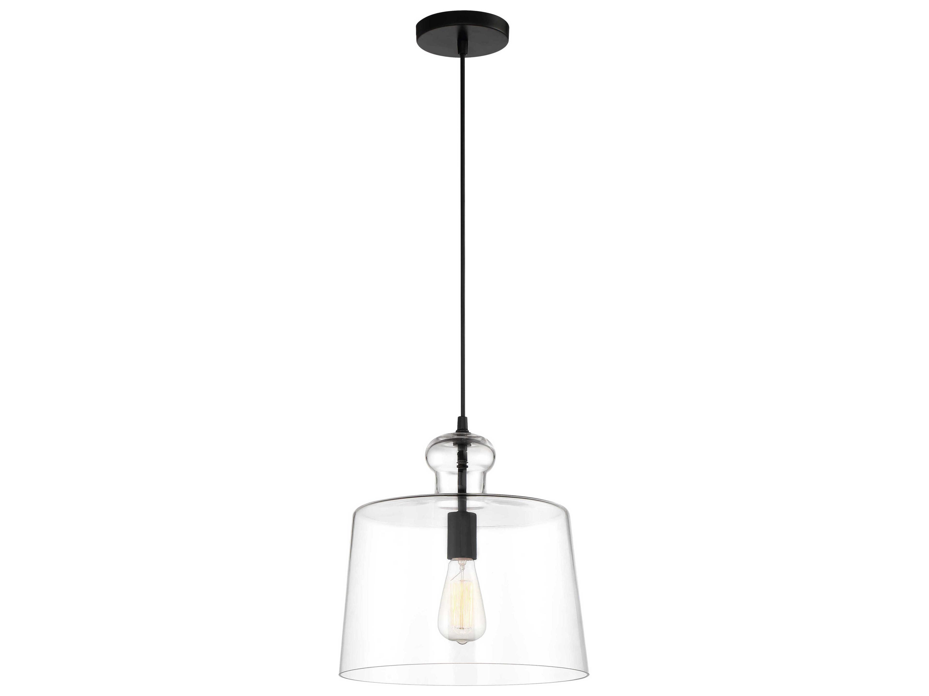 Minka Lavery 1-Light Coal Black Glass Pendant