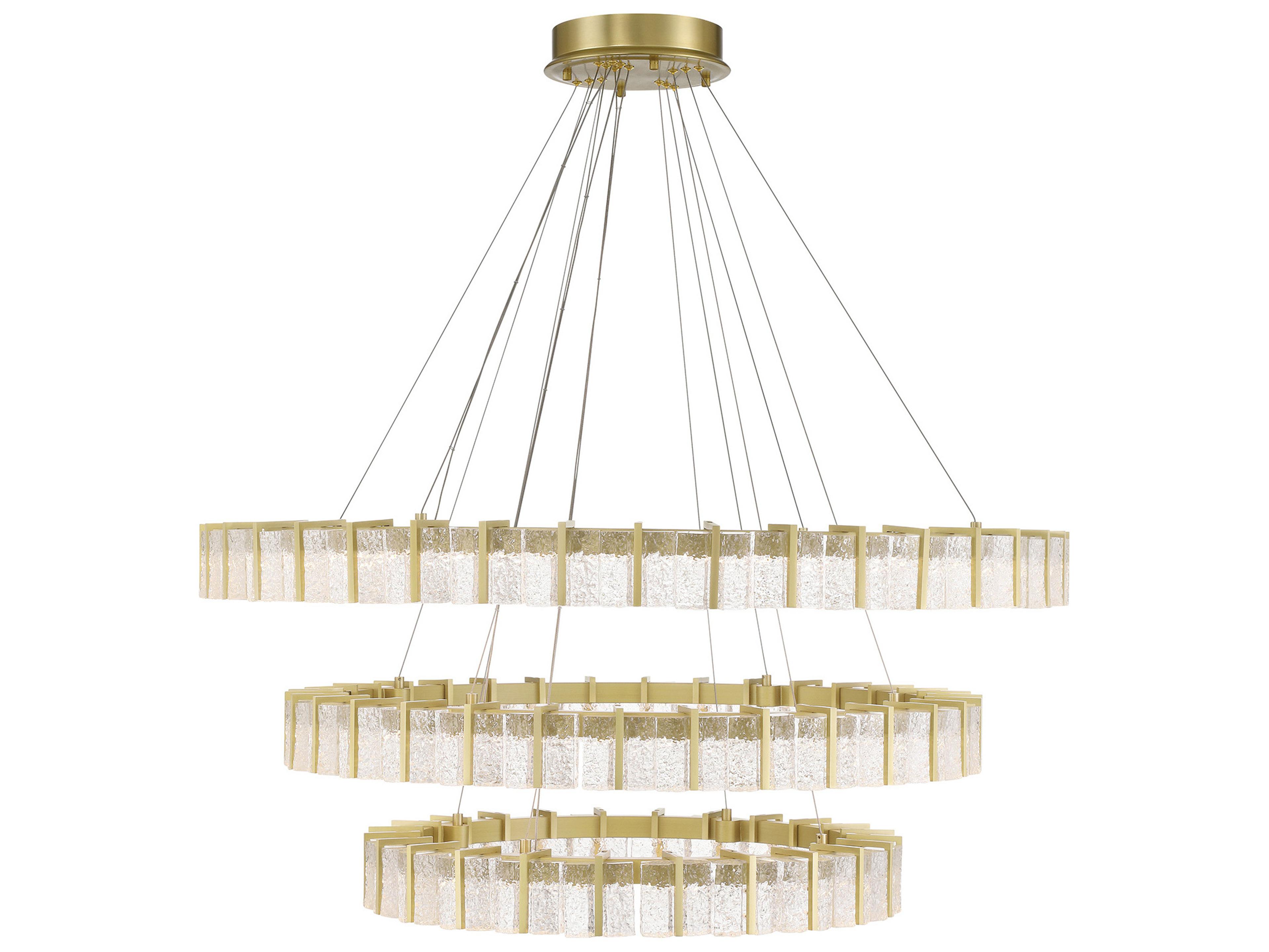 Sevryn 3-Light Soft Brass Round Tiered Chandelier