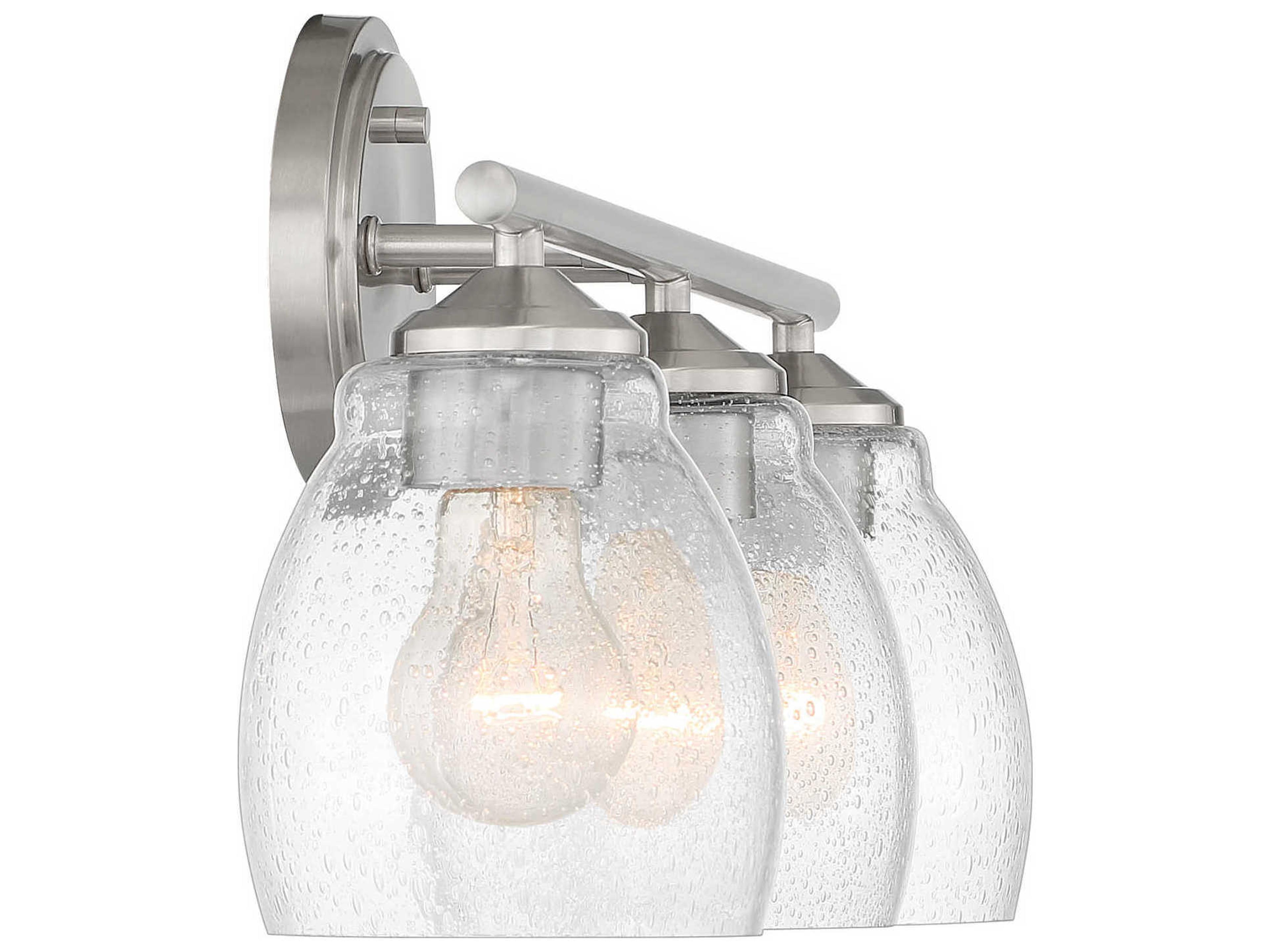 Winsley 3-Light Brushed Nickel Glass Vanity Light