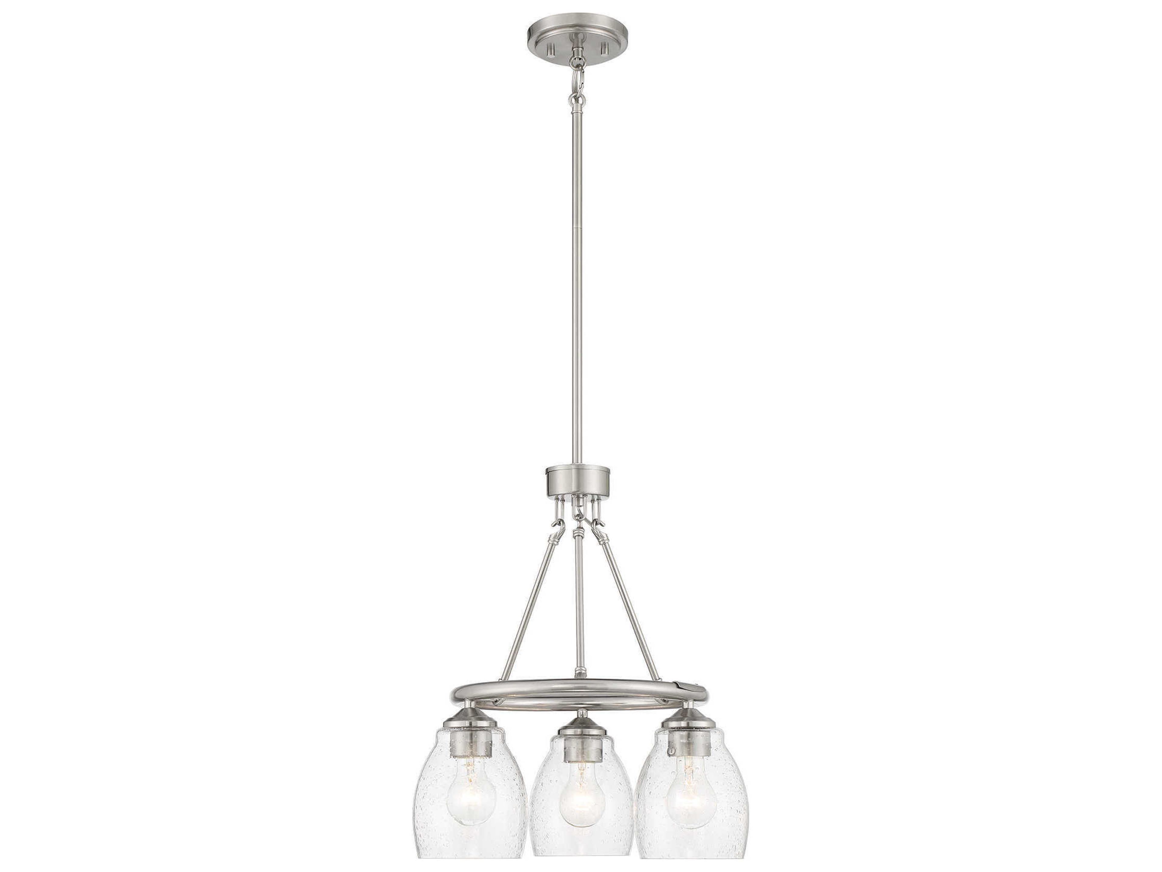 Winsley 3-Light Brushed Nickel Glass Bell Chandelier