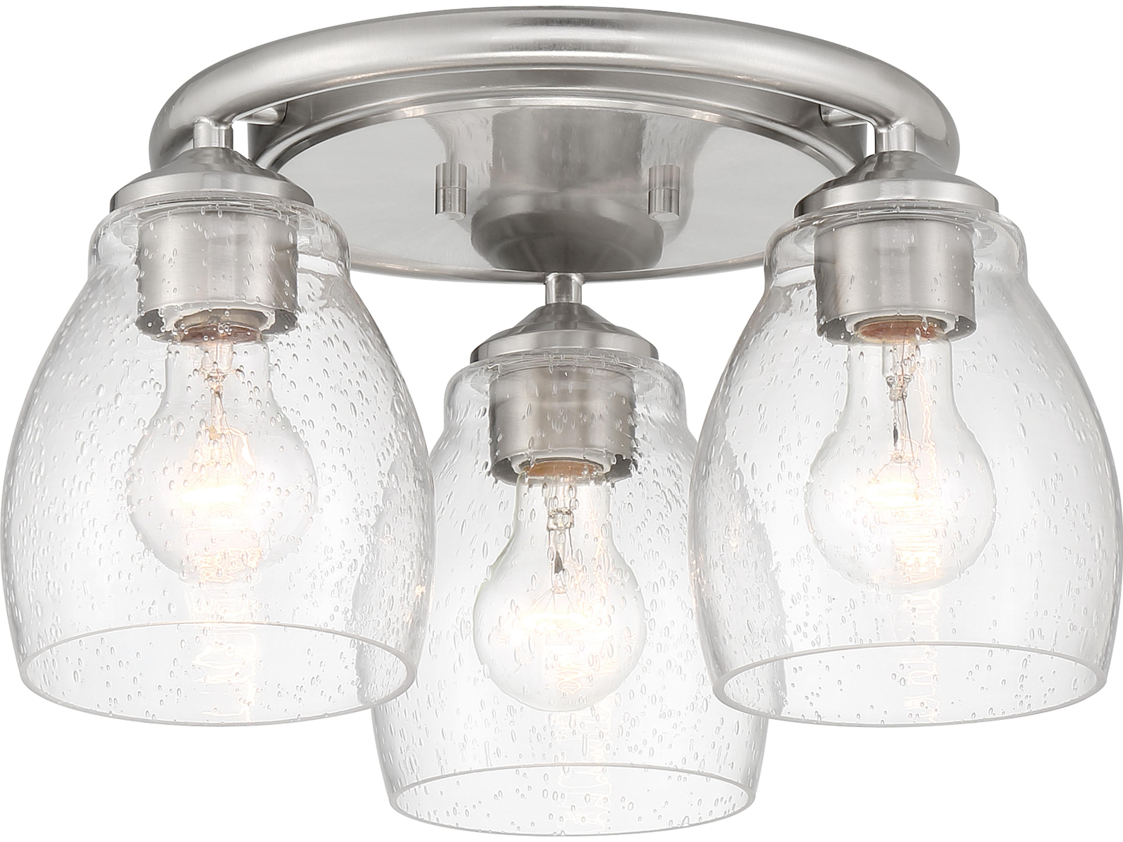 Winsley 3-Light Brushed Nickel Glass Bell Semi Flush Mount