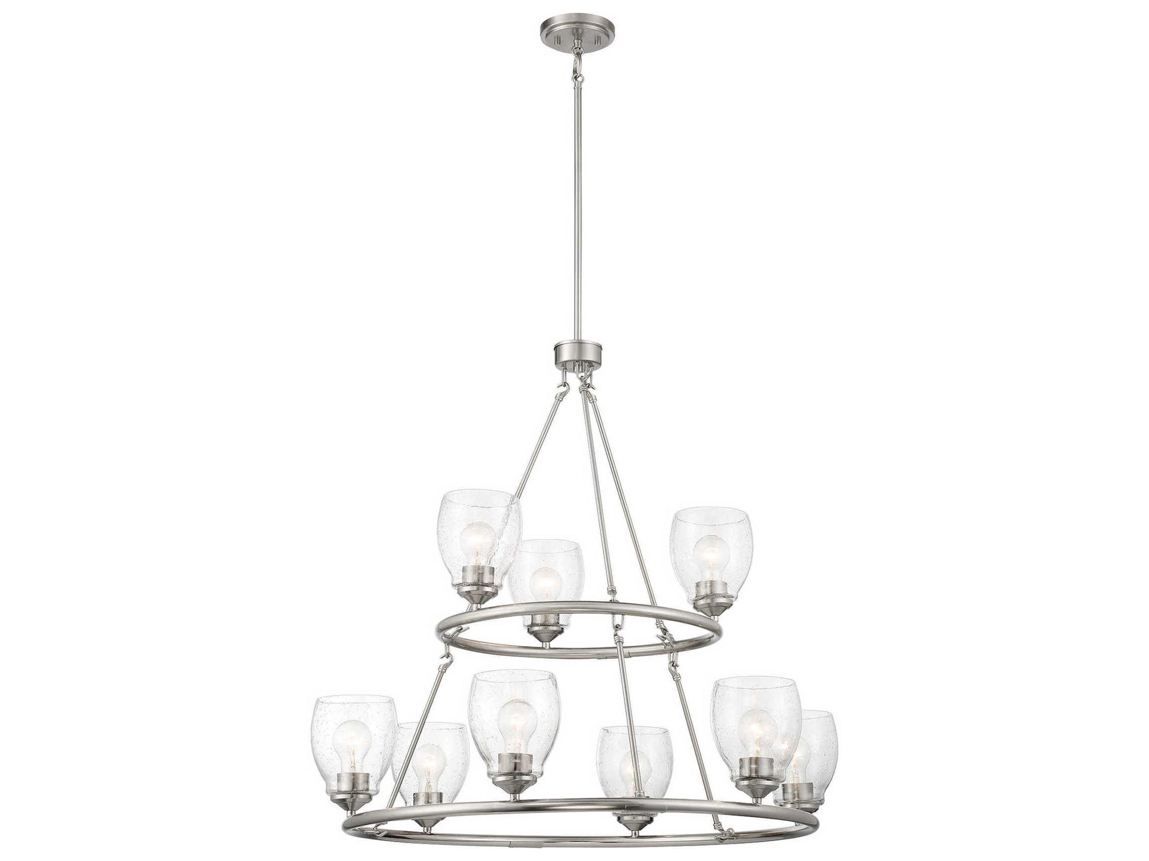 Winsley 9-Light Brushed Nickel Glass Bell Chandelier