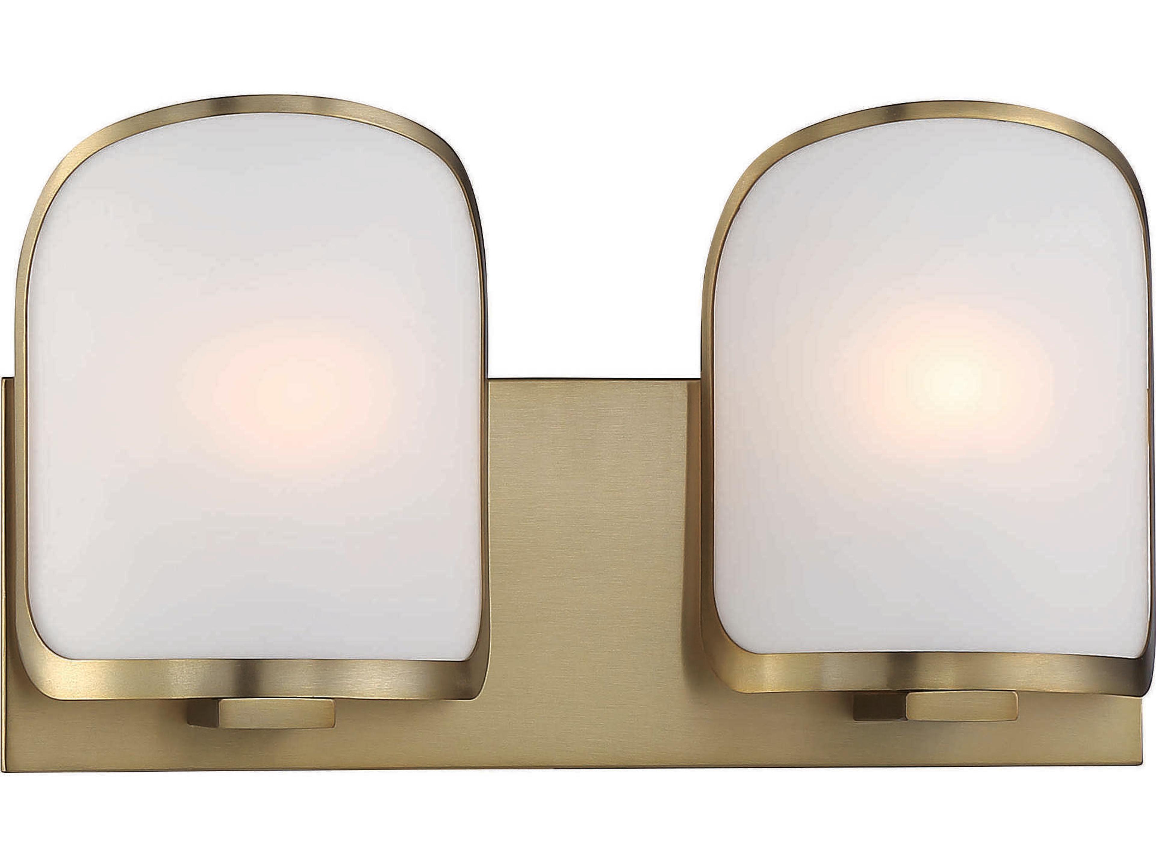 Bishop Crossing 2-Light Soft Brass Glass Vanity Light