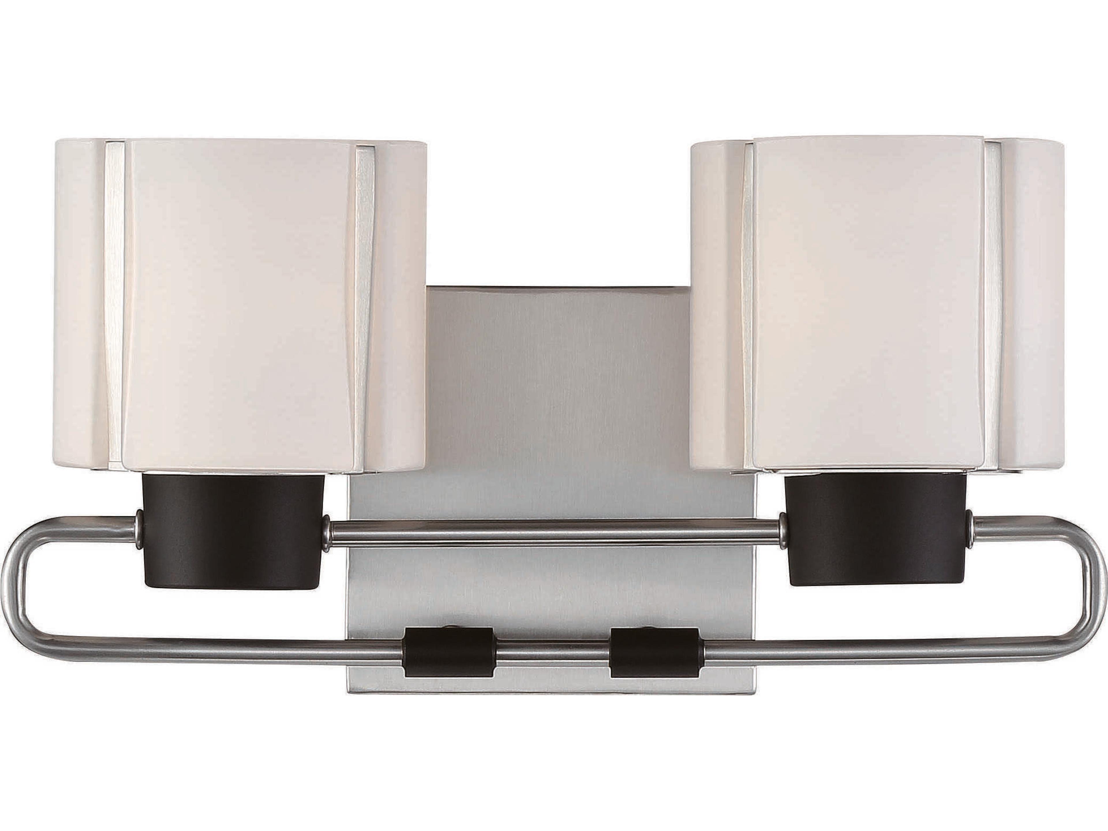 Waverly Plaza 2-Light Coal Brushed Nickel Black Glass Vanity Light