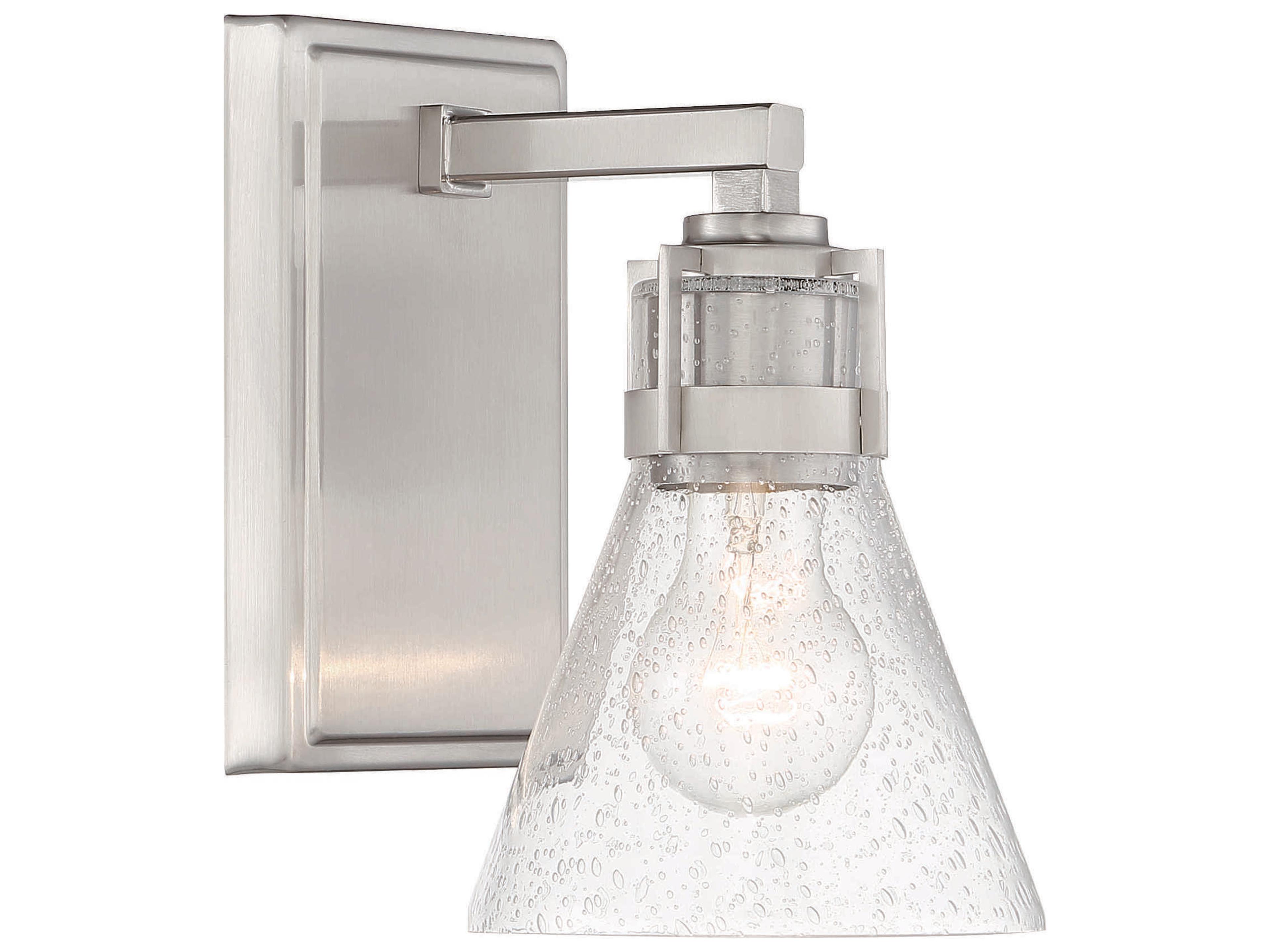 Chatham Square 1-Light Brushed Nickel Glass Wall Sconce