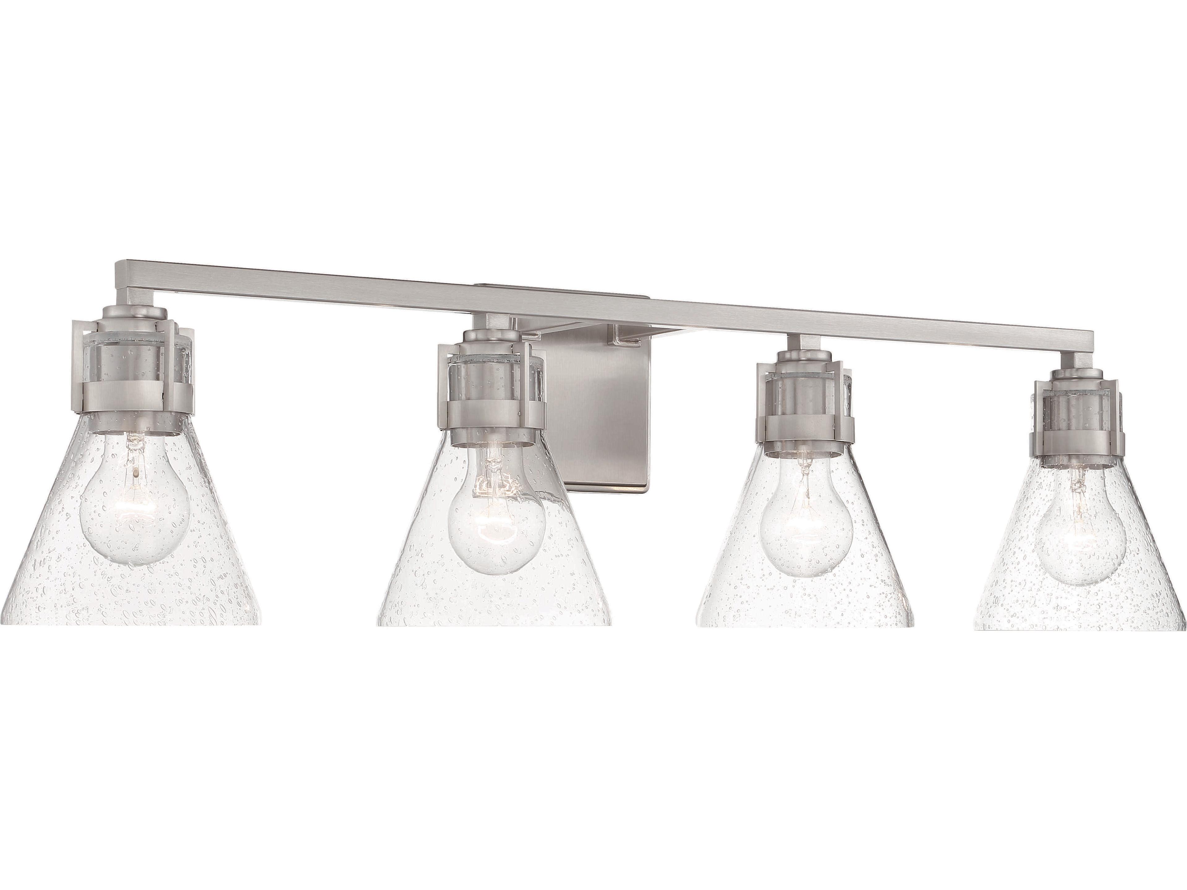 Chatham Square 4-Light Brushed Nickel Glass Vanity Light