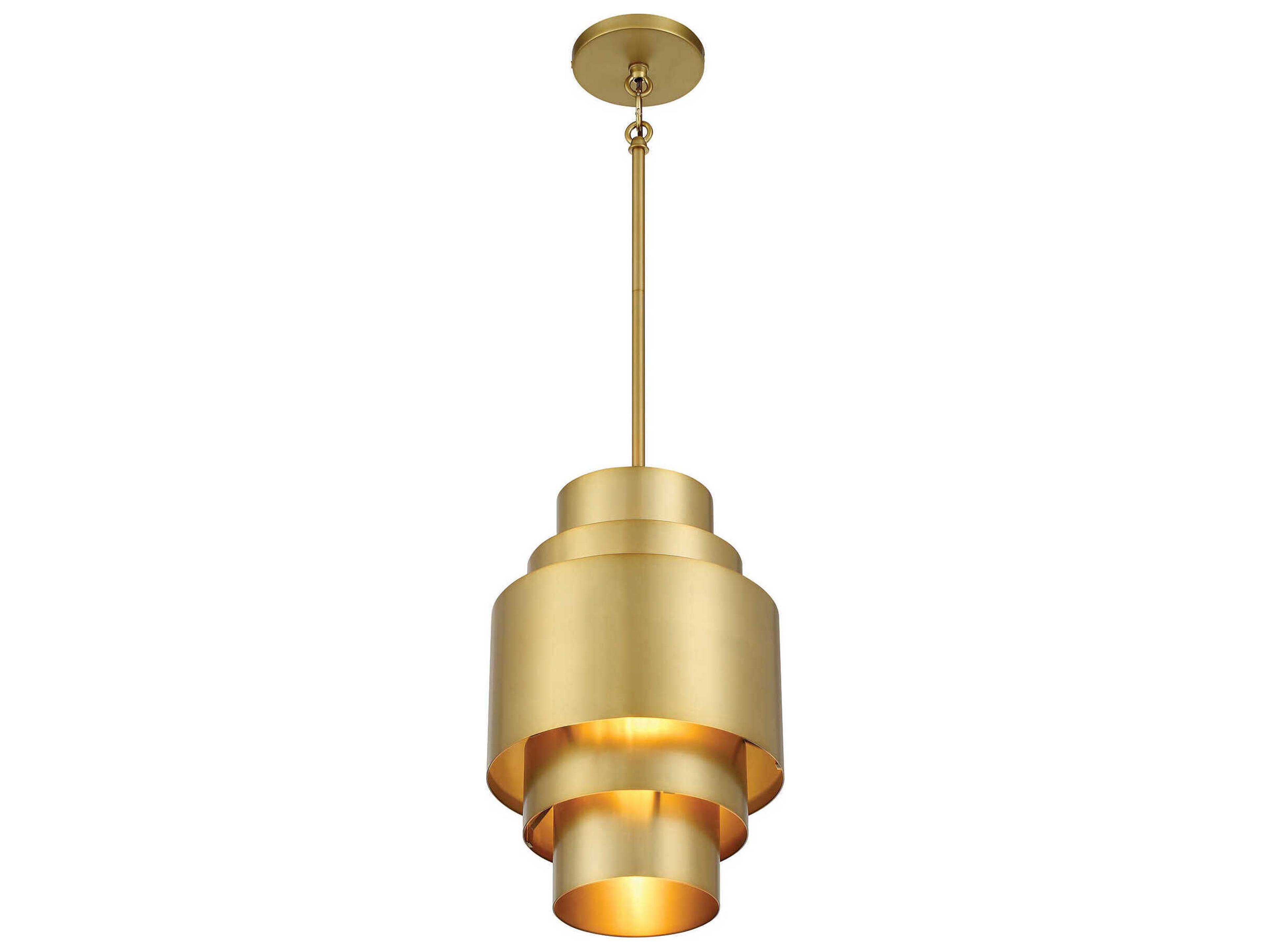 Minka Lavery Spyglass Terrace 1-Light Soft Brass Tiered Mini Pendant