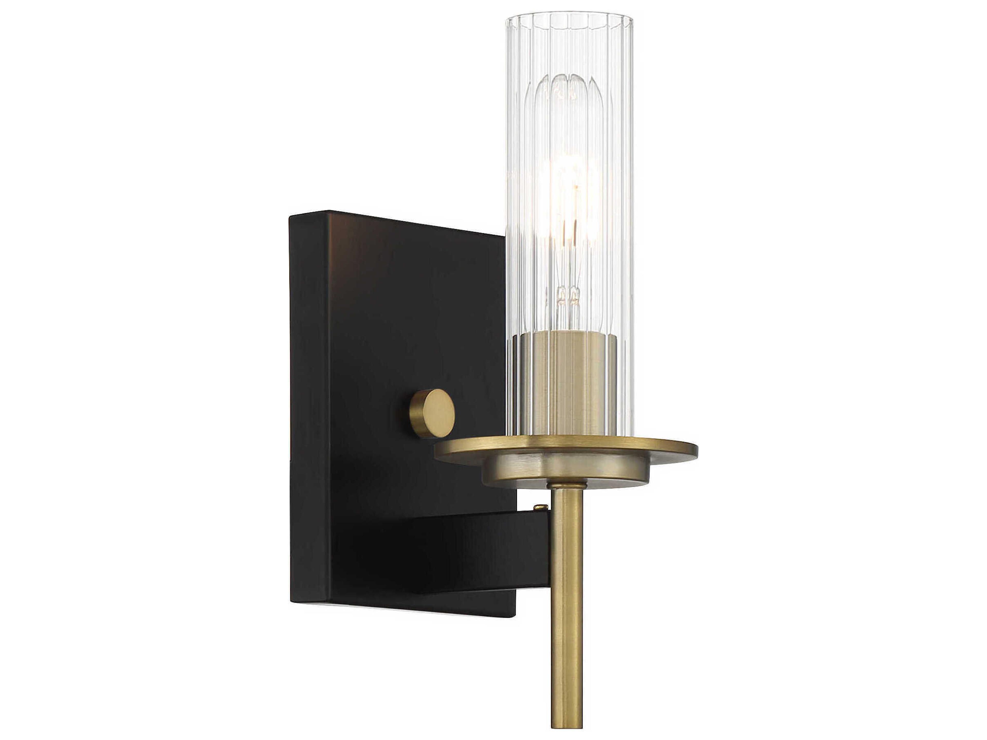 Baldwin Park 1-Light Coal Soft Brass Black Glass Wall Sconce