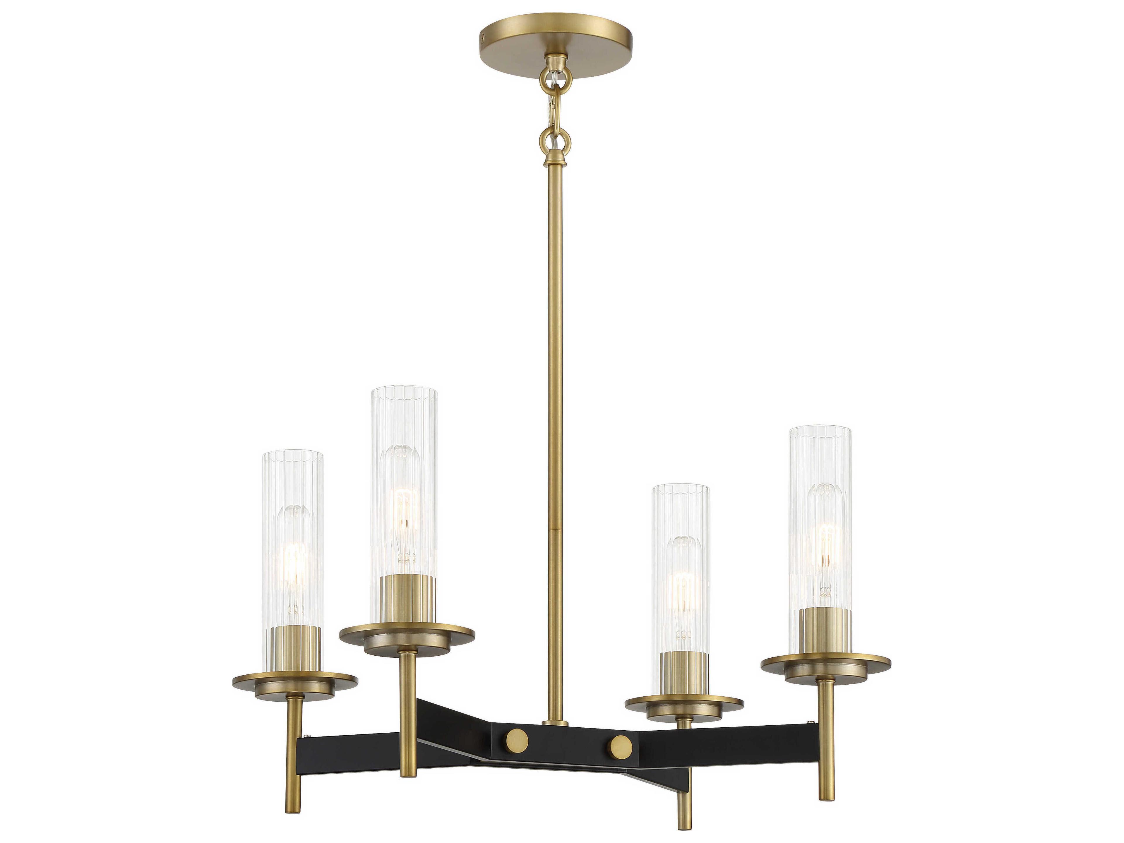Baldwin Park 4-Light Coal Soft Brass Black Glass Cylinder Chandelier