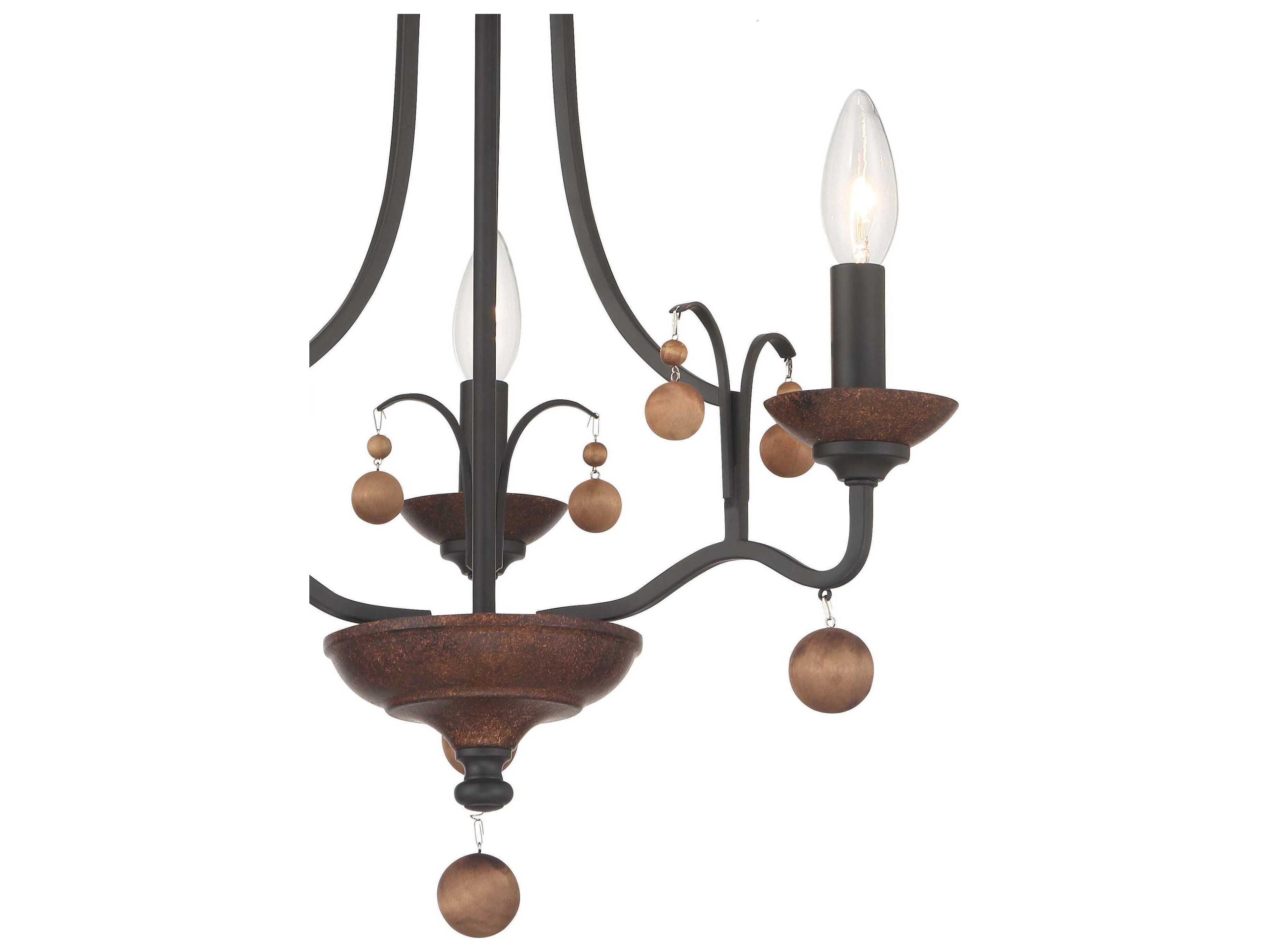 Minka Lavery Colonial Charm 3-Light Old World Bronze Walnut Black Semi Flush Mount