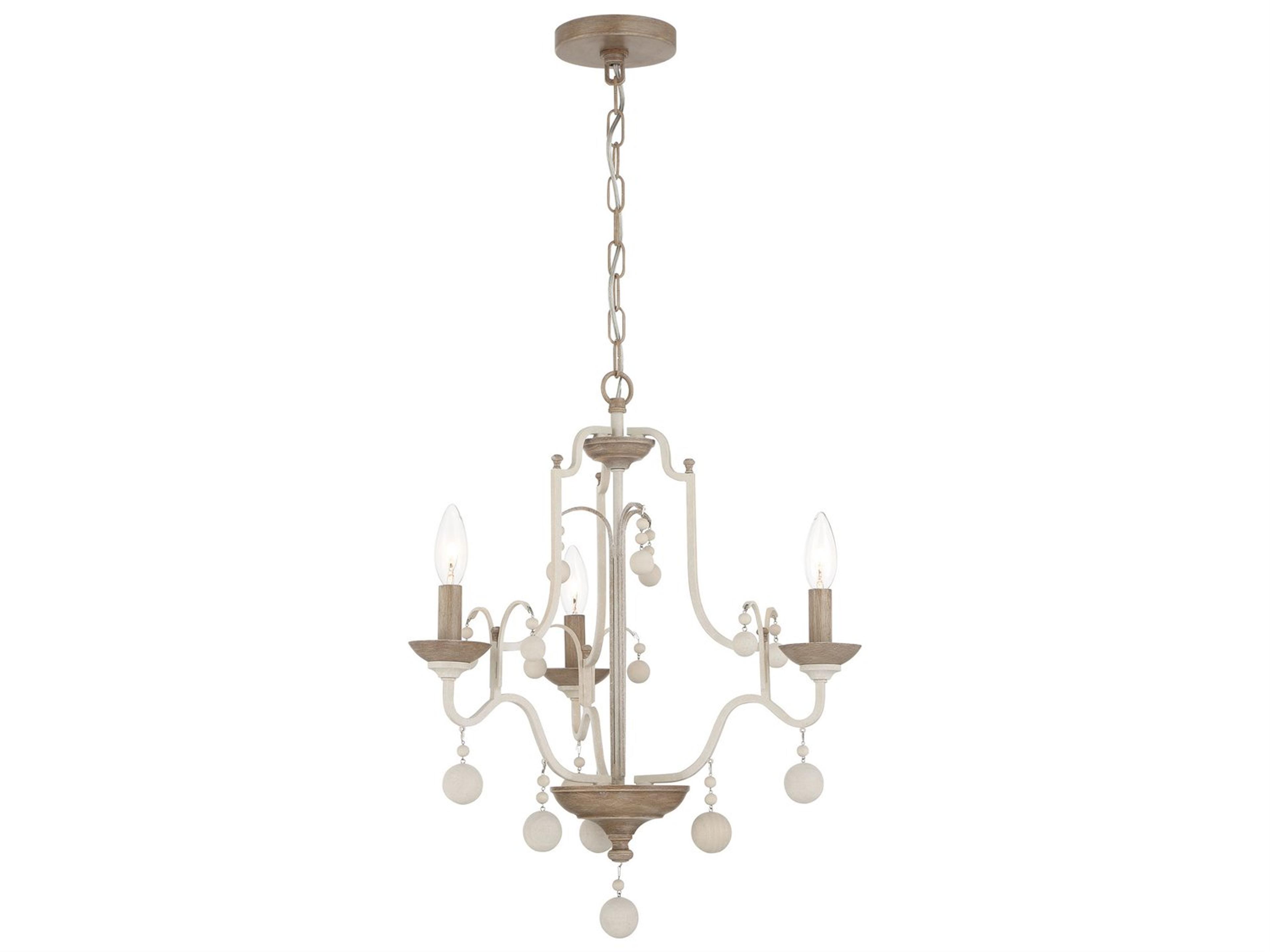 Colonial Charm 3-Light White Wash Sun Dried Clay Brown Candelabra Chandelier