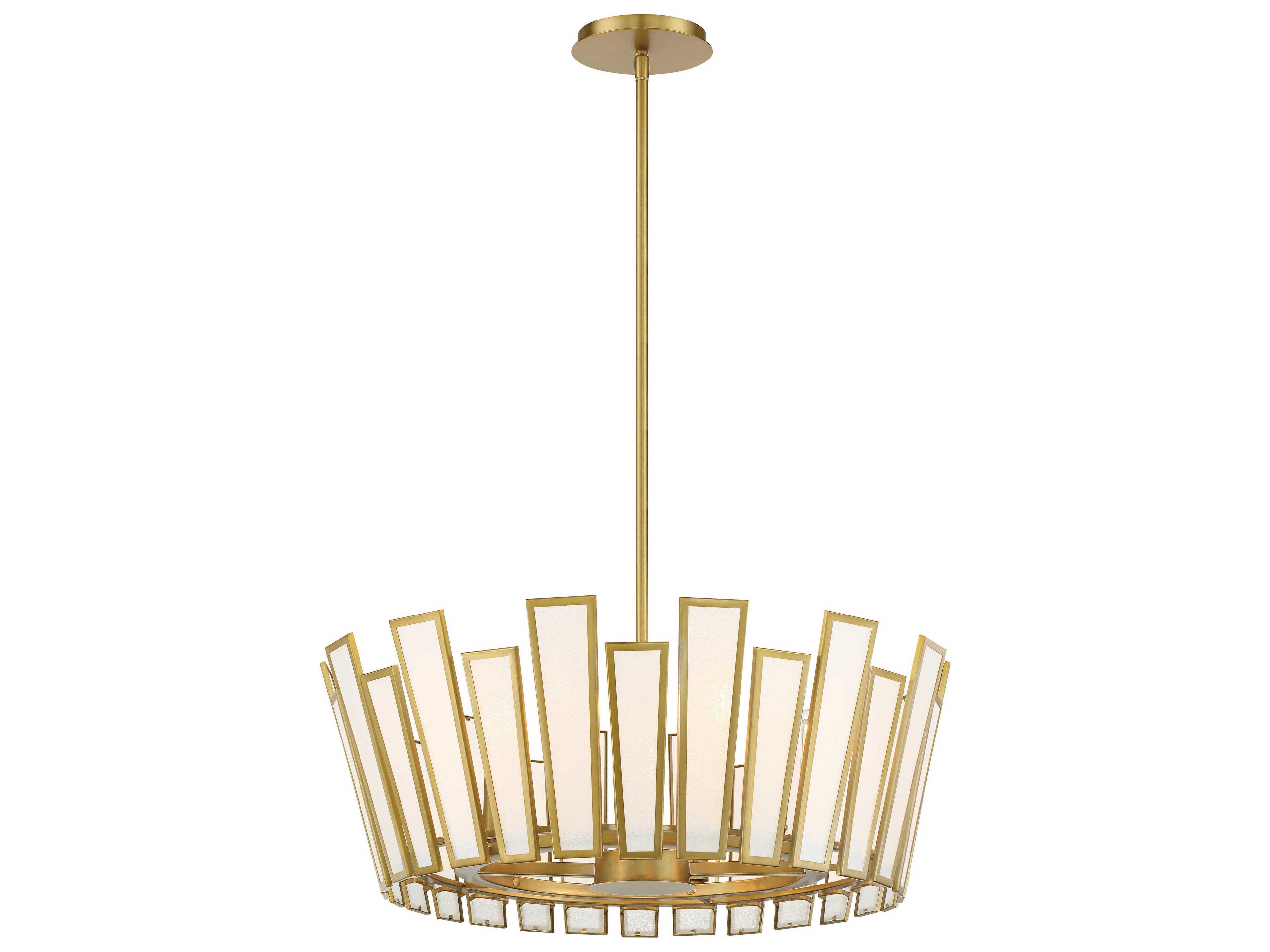Ricochet 5-Light Soft Brass White Glass Geometric Pendant