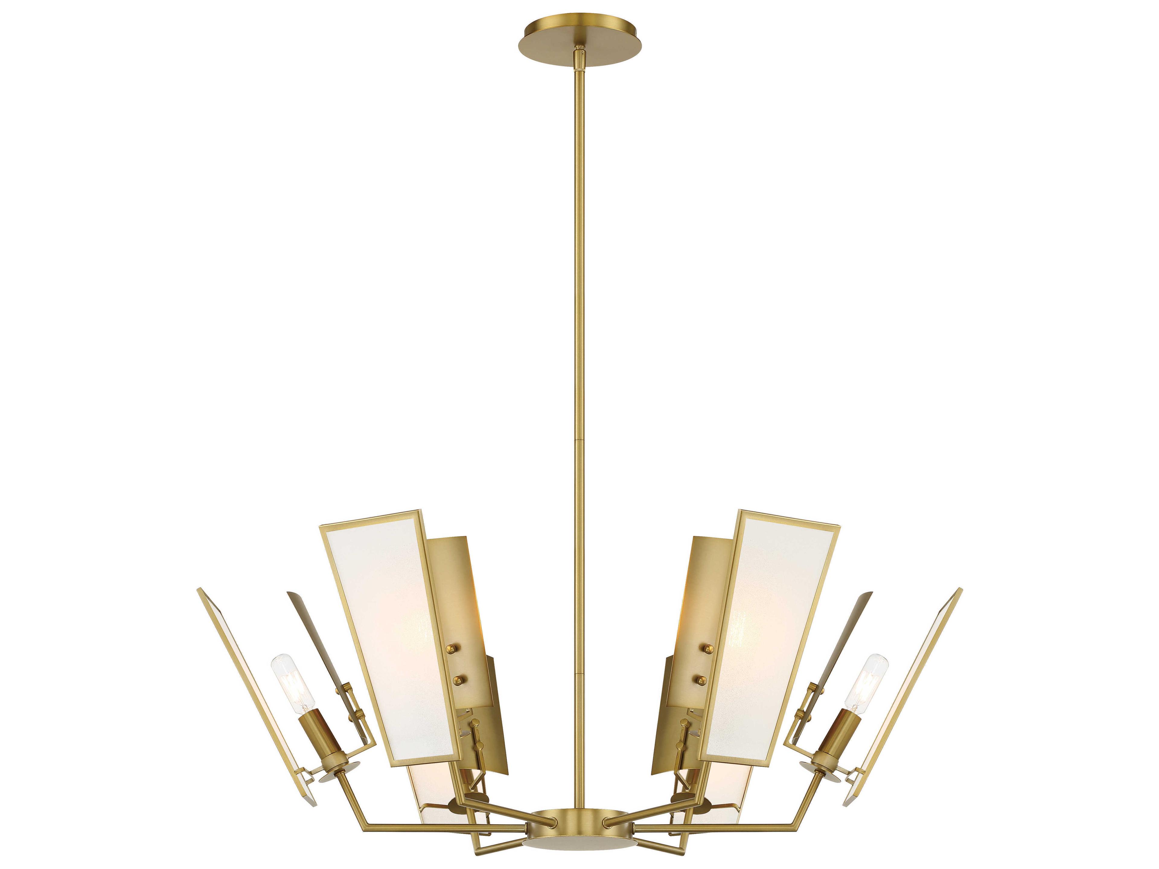 Ricochet 6-Light Soft Brass White Glass Geometric Chandelier